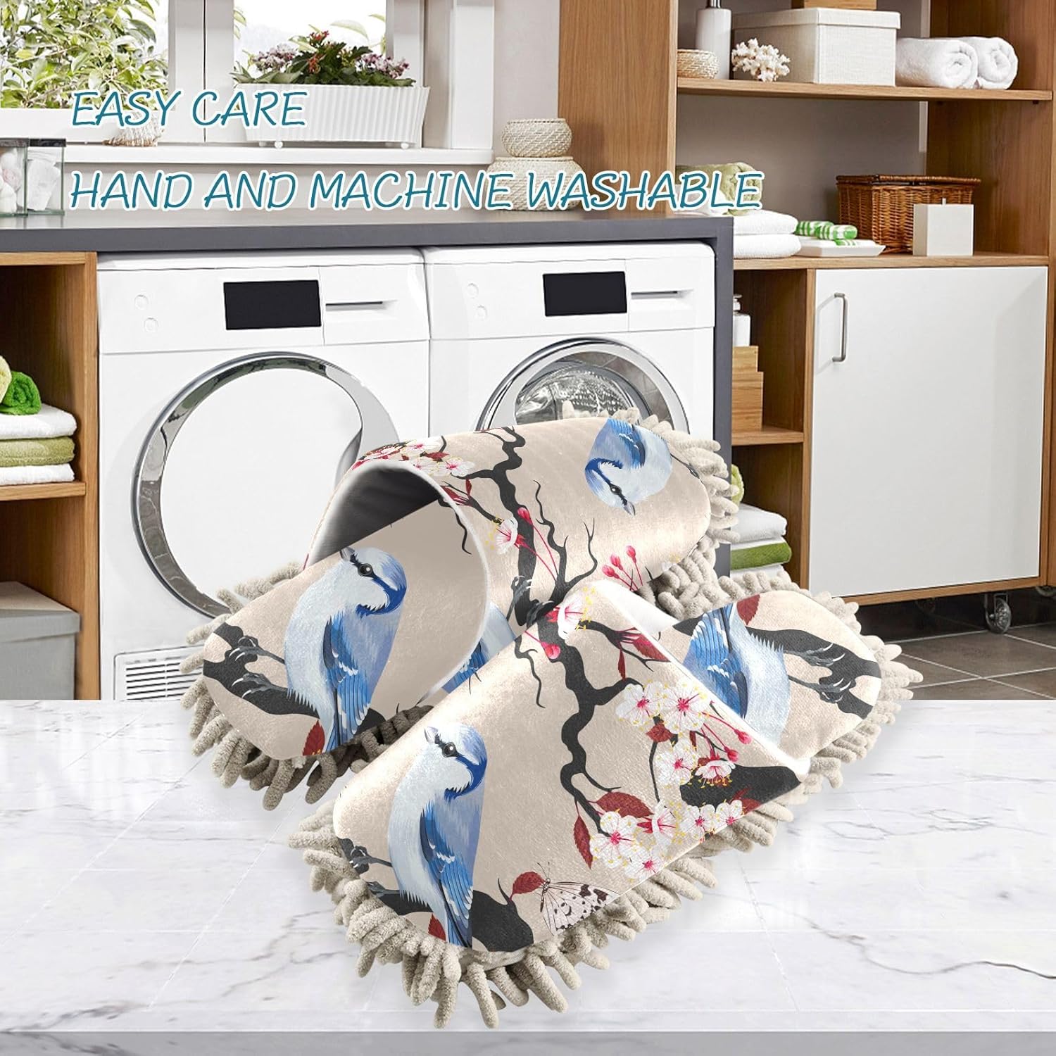 Sinestour Bird Cherry Mop Slippers for Floor Cleaning