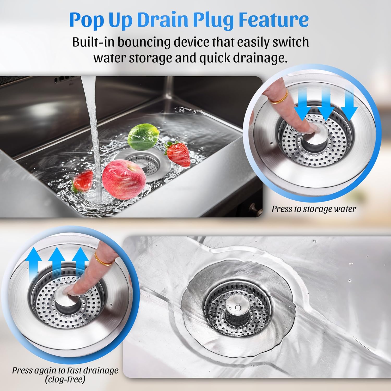 NinjaTiger 3-in-1 Sink Strainer Stopper 2-Pack