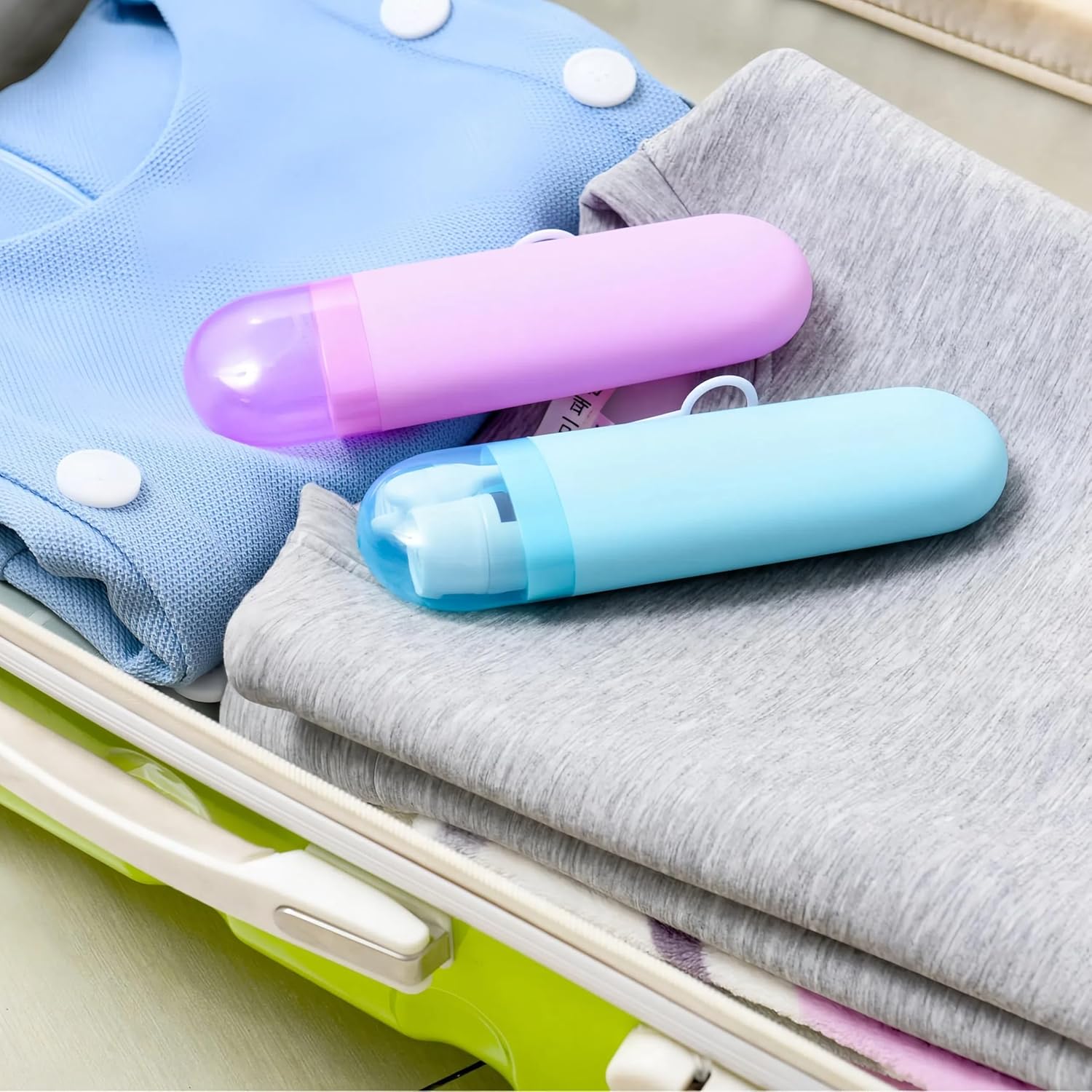 2 Pack YKuzLx Toothbrush Travel Case with Ventilation Hole - Purple Blue