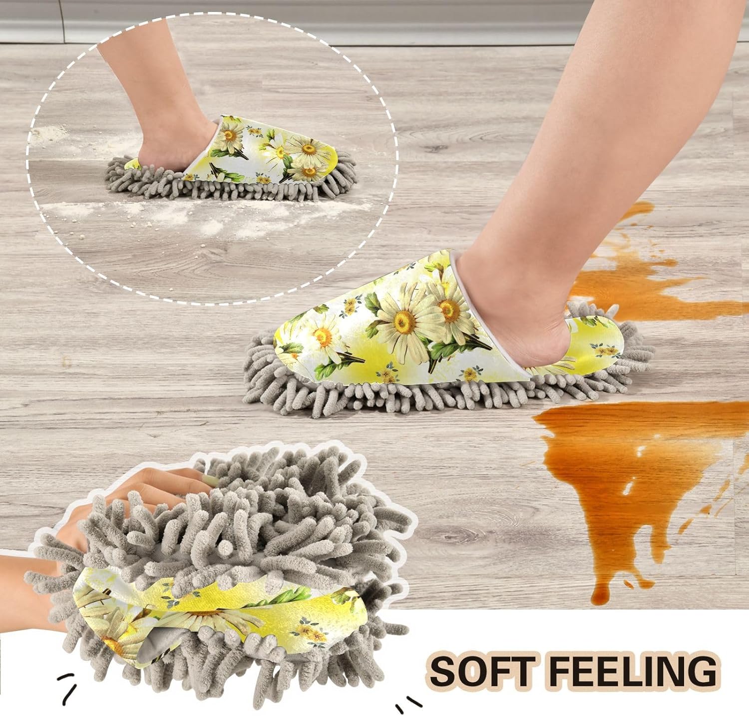 Kigai Microfiber Slippers Yellow Wildflowers