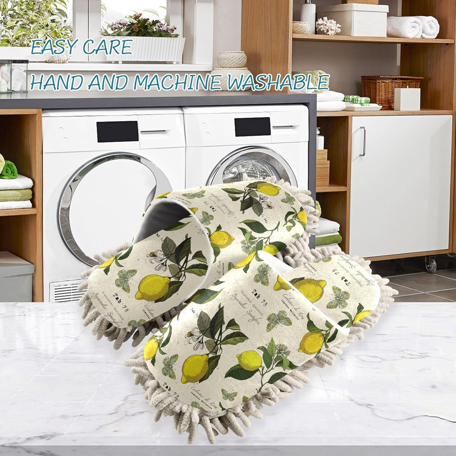 Sinestour Lemon Tree Mop Slippers for Floor Cleaning 1