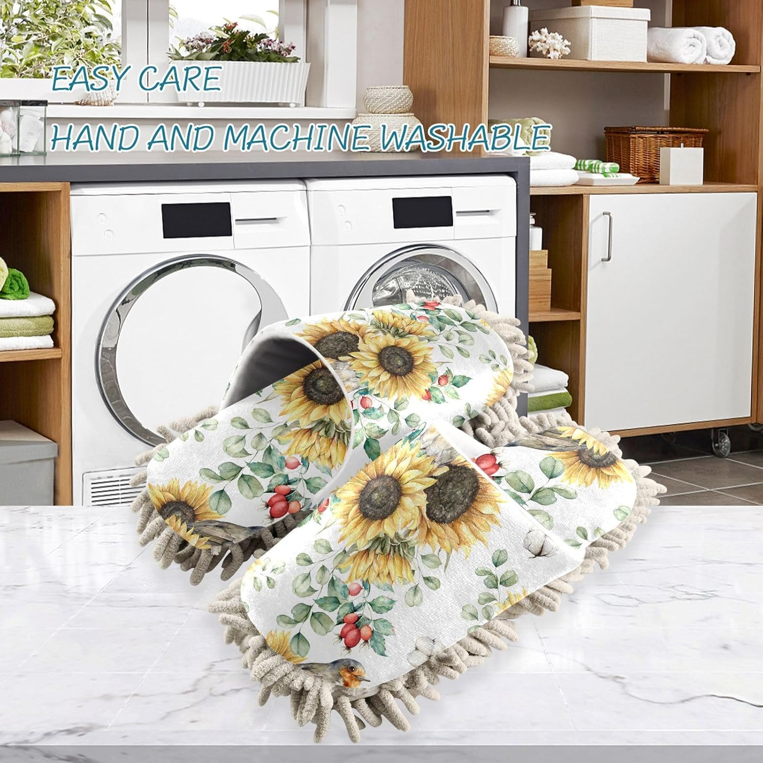 Sinestour Sunflower Mop Slippers for Floor Cleaning 1