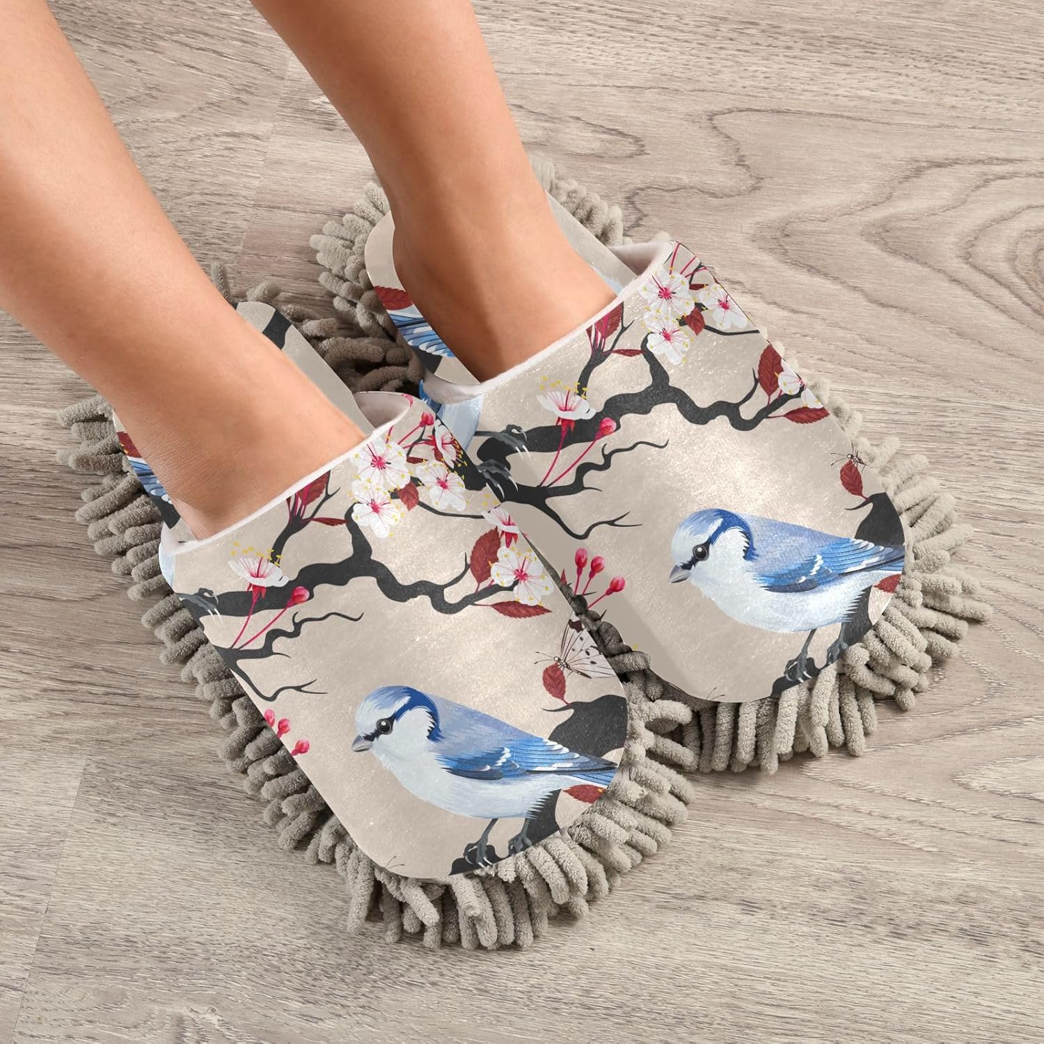 Sinestour Bird Cherry Mop Slippers for Floor Cleaning