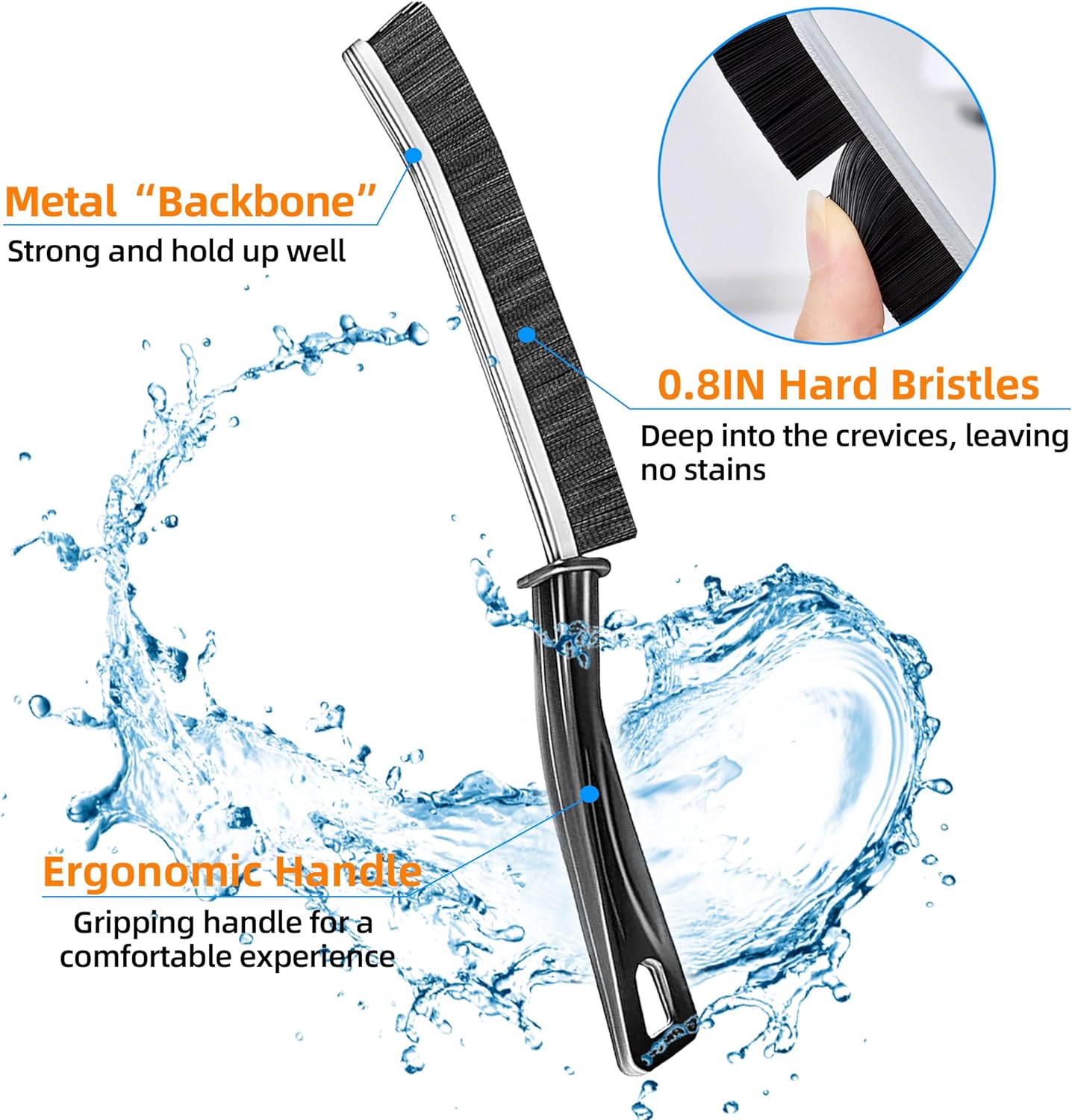 3Pcs Hard Bristled Crevice Cleaning Brush for Kitchen Bathroom Car