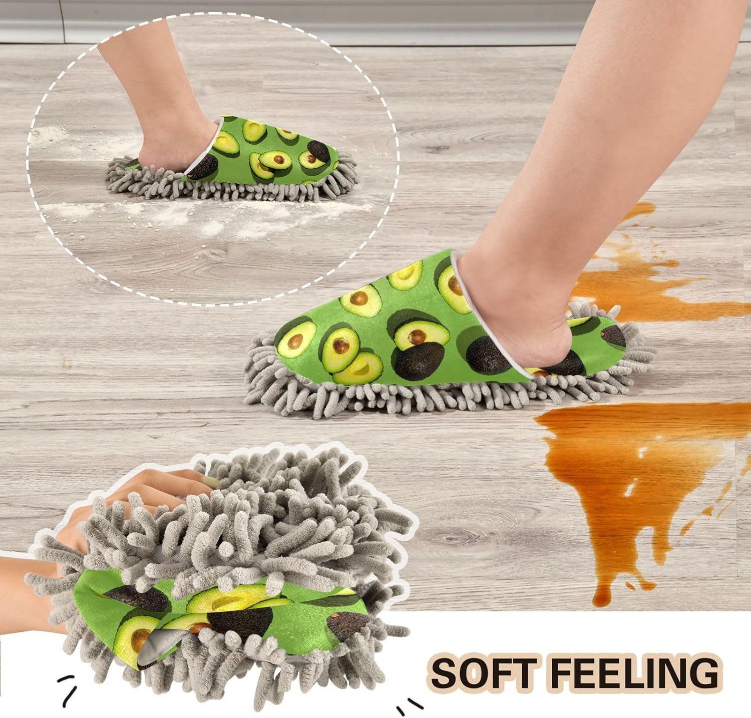 Sinestour Avocado Mop Slippers for Floor Cleaning