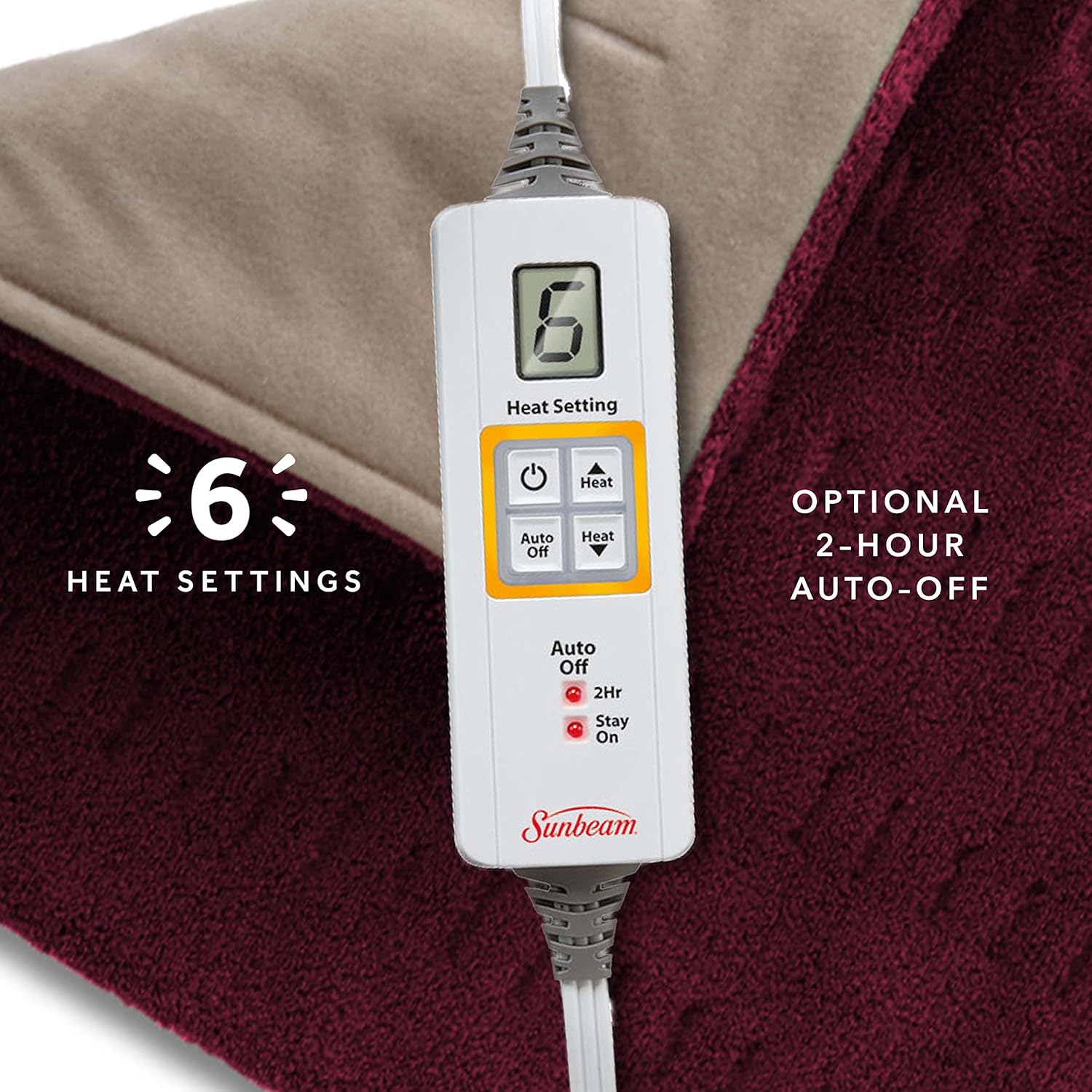 Sunbeam XL Heating Pad with 6 Settings and Auto Shut Off