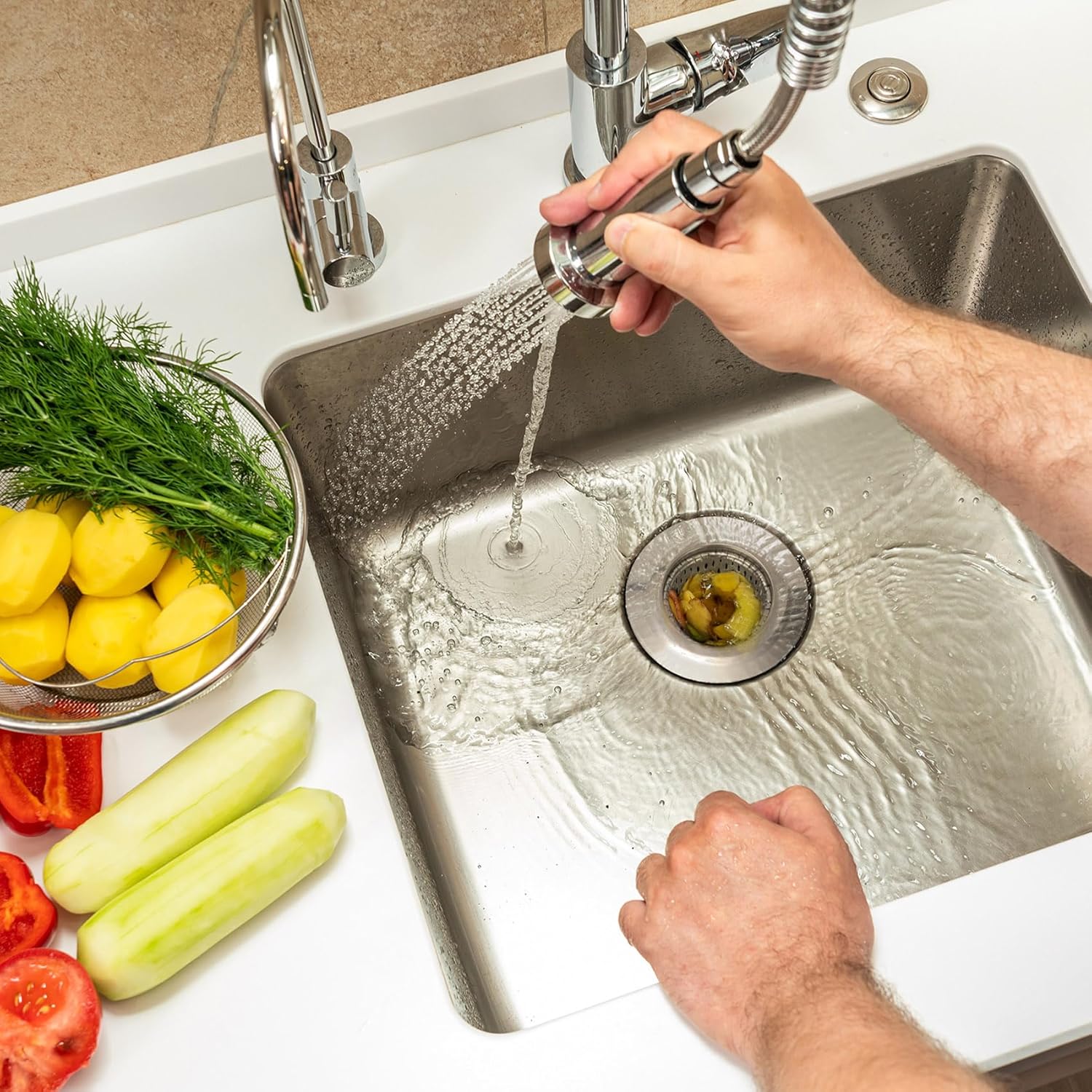 4PCS Stainless Steel Drain Strainers for Kitchen Sink Bath Shower and Laundry