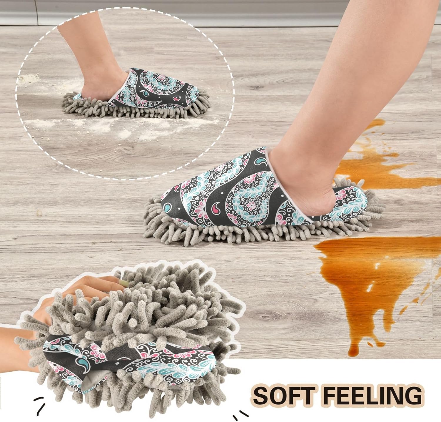Kigai Microfiber Slippers with Paisley Pattern - Size L