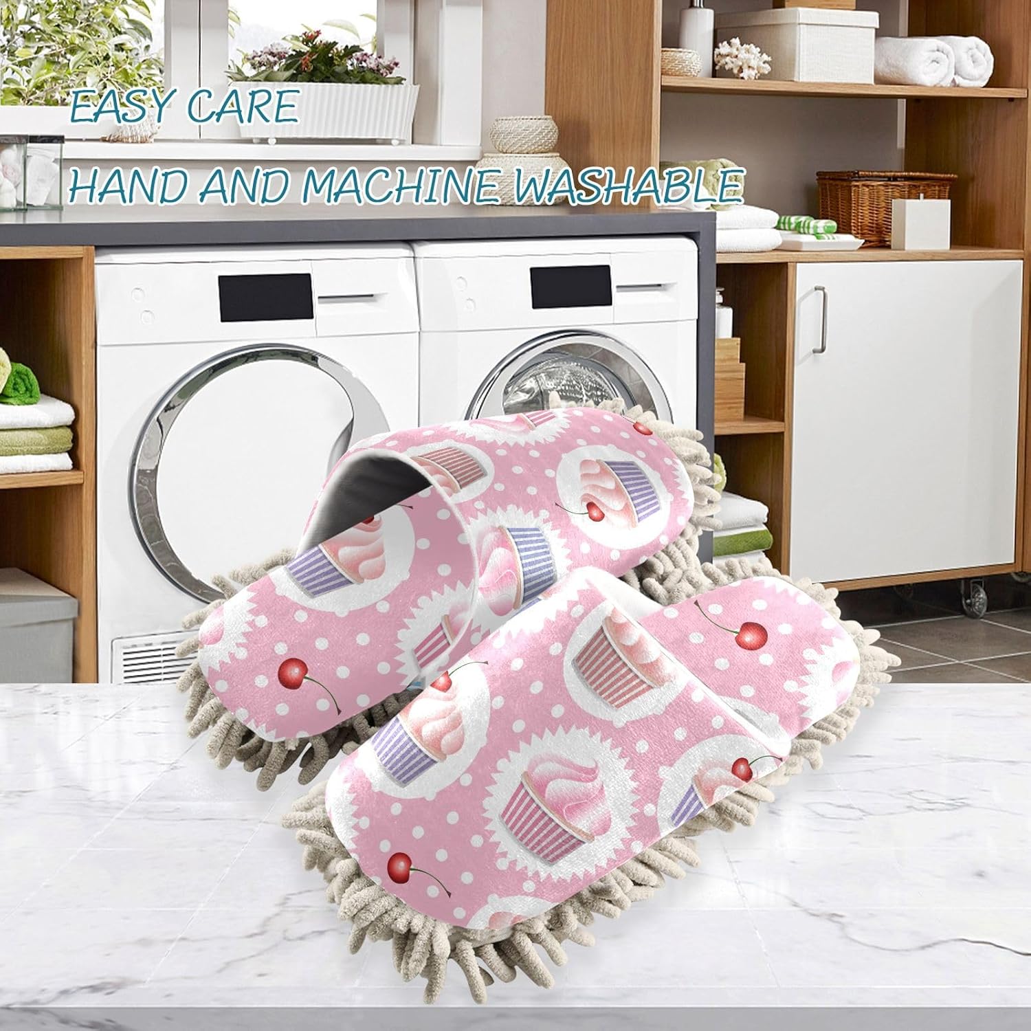 Sinestour Cupcakes Mop Slippers for Floor Cleaning 1