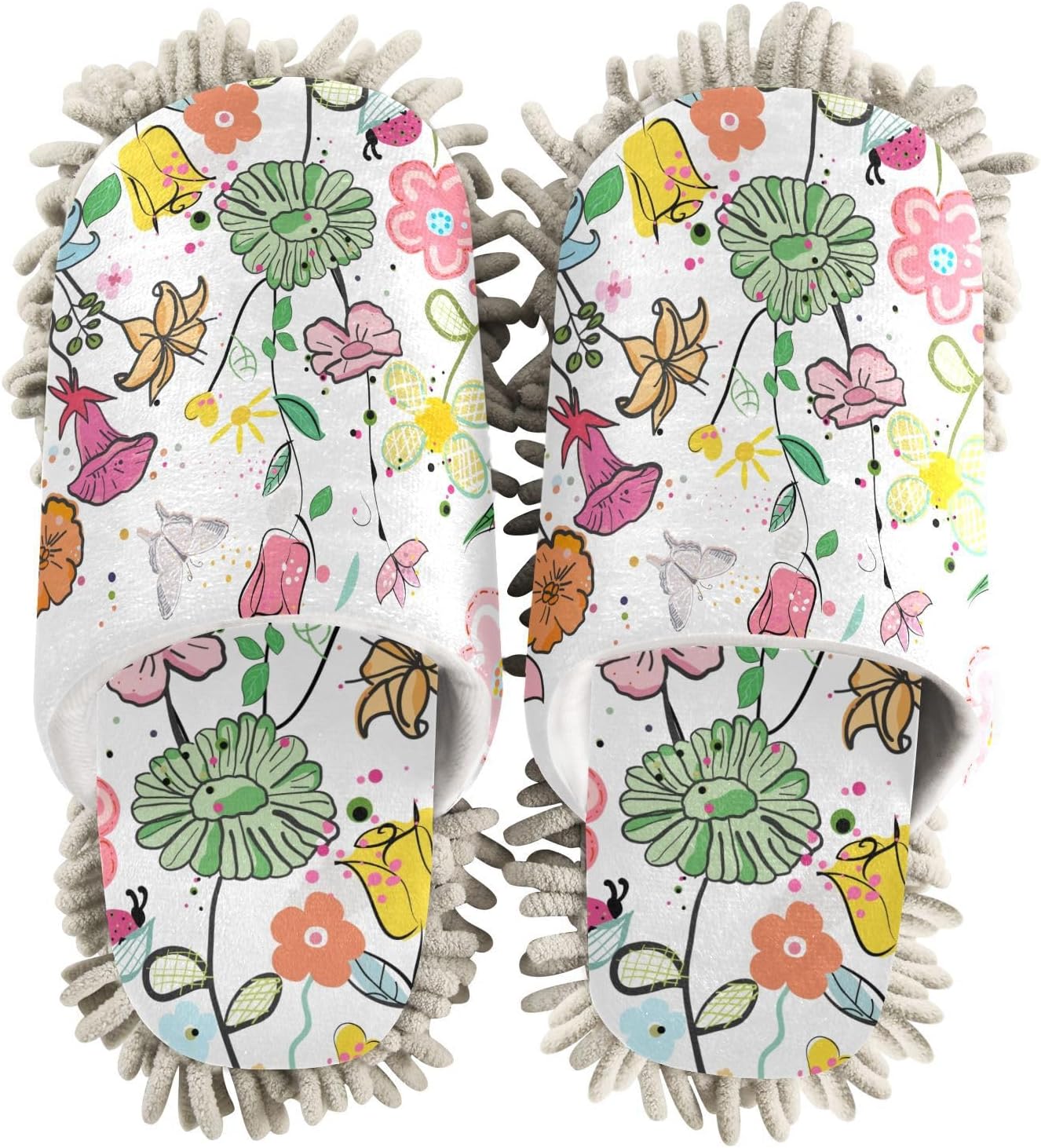 Kigai Microfiber Slippers with Cute Flowers for Floor Cleaning 1