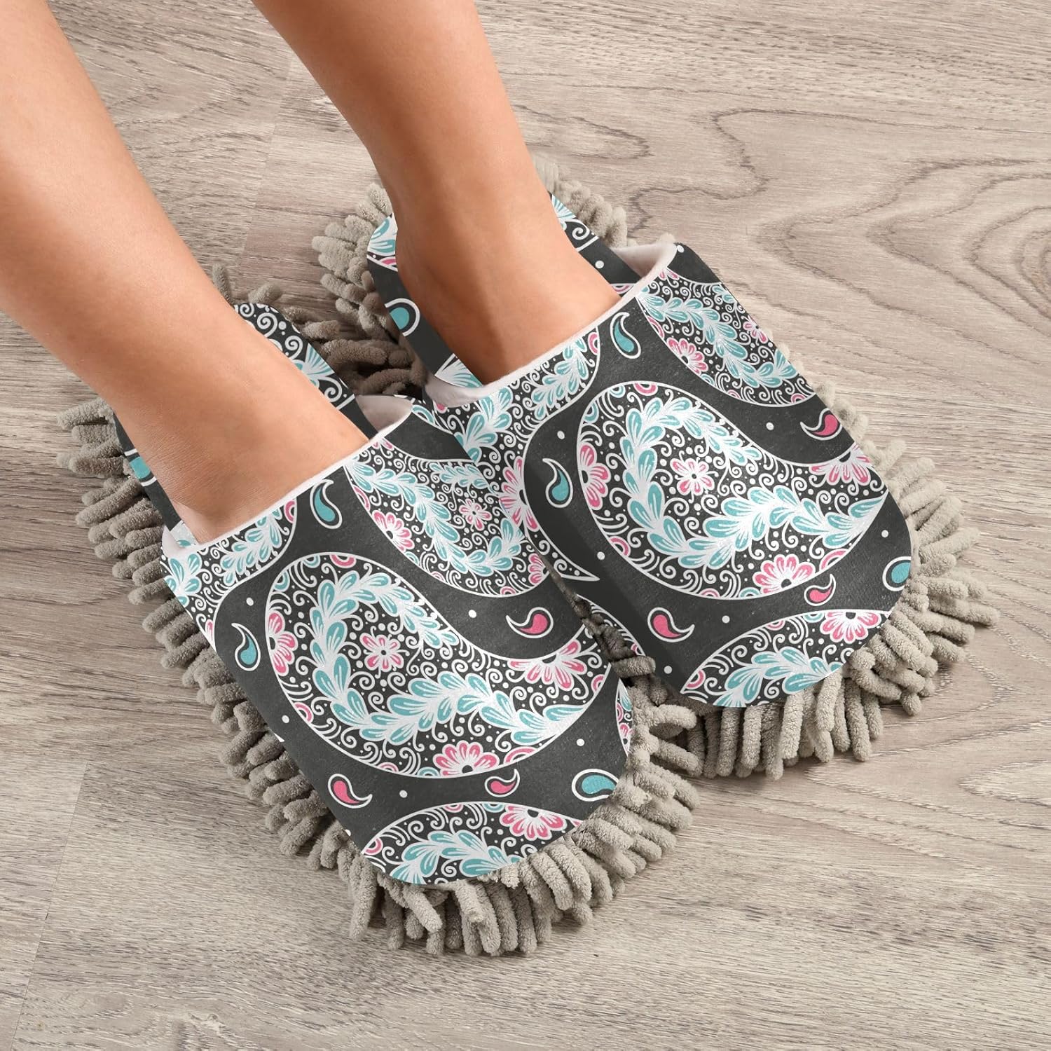 Kigai Microfiber Slippers with Paisley Pattern - Size L