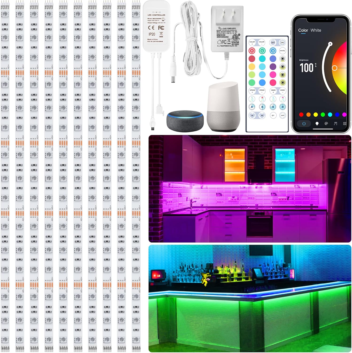Maylit 10 PCS Smart RGB Under Cabinet Lights Kit