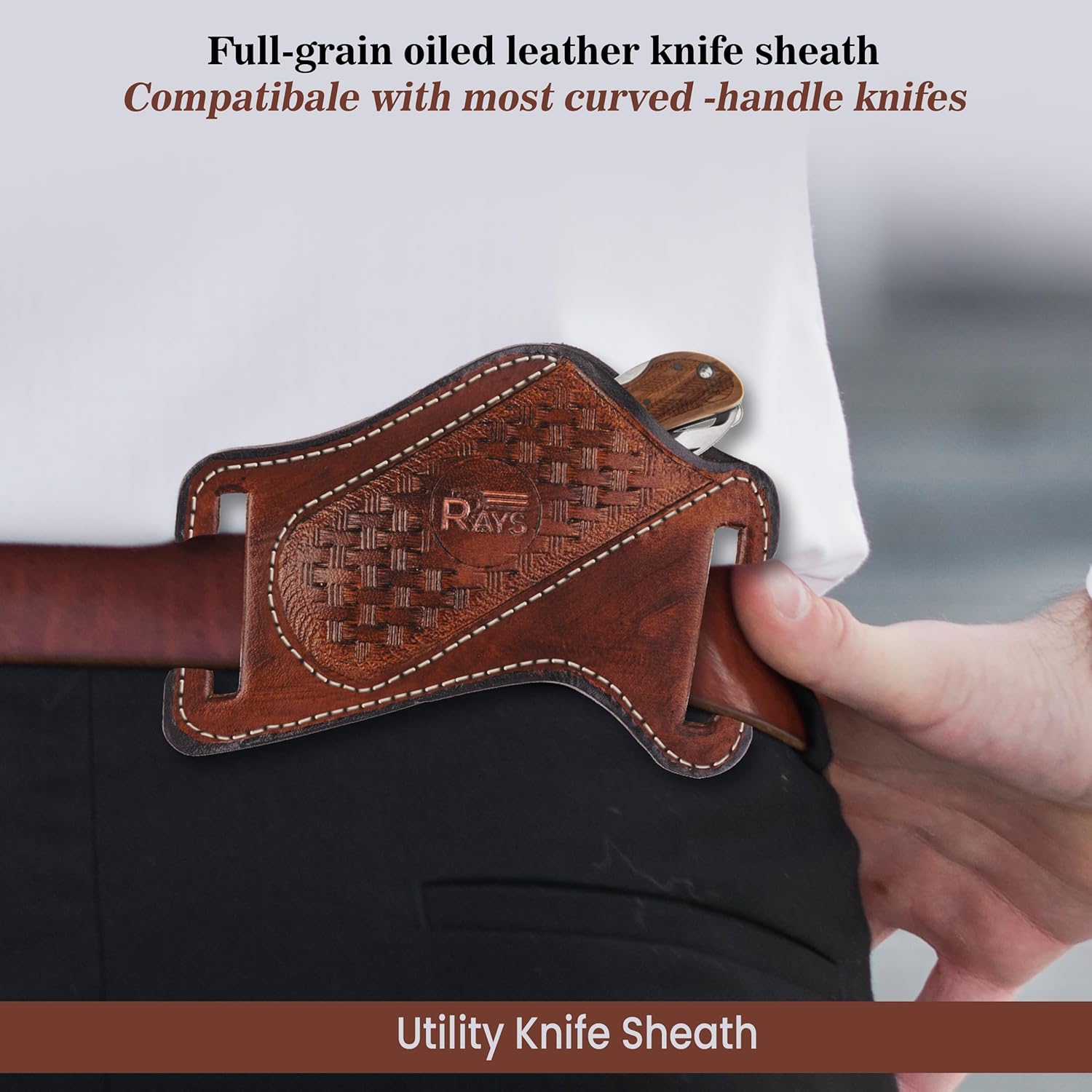 RRAYS Leather Knife Sheath for Belt Pocket