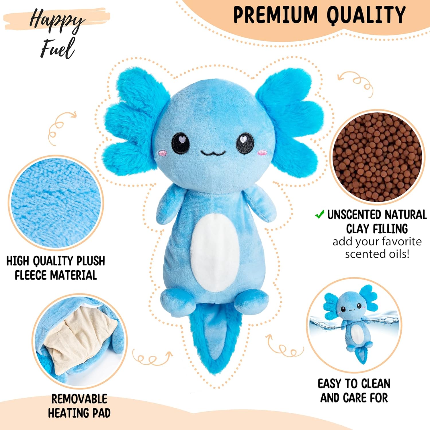Happy Fuel Axolotl Microwavable Heating Pad