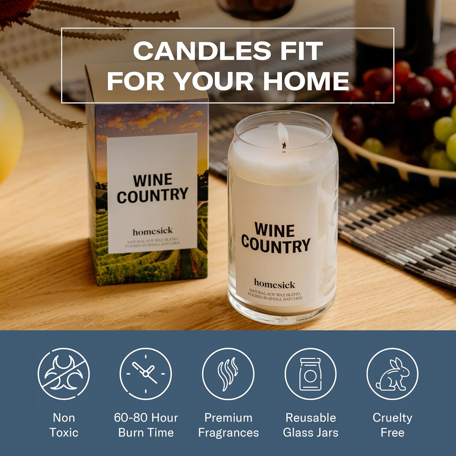 Homesick Wine Country Scented Candle - 1375 oz Soy Wax Jar 1
