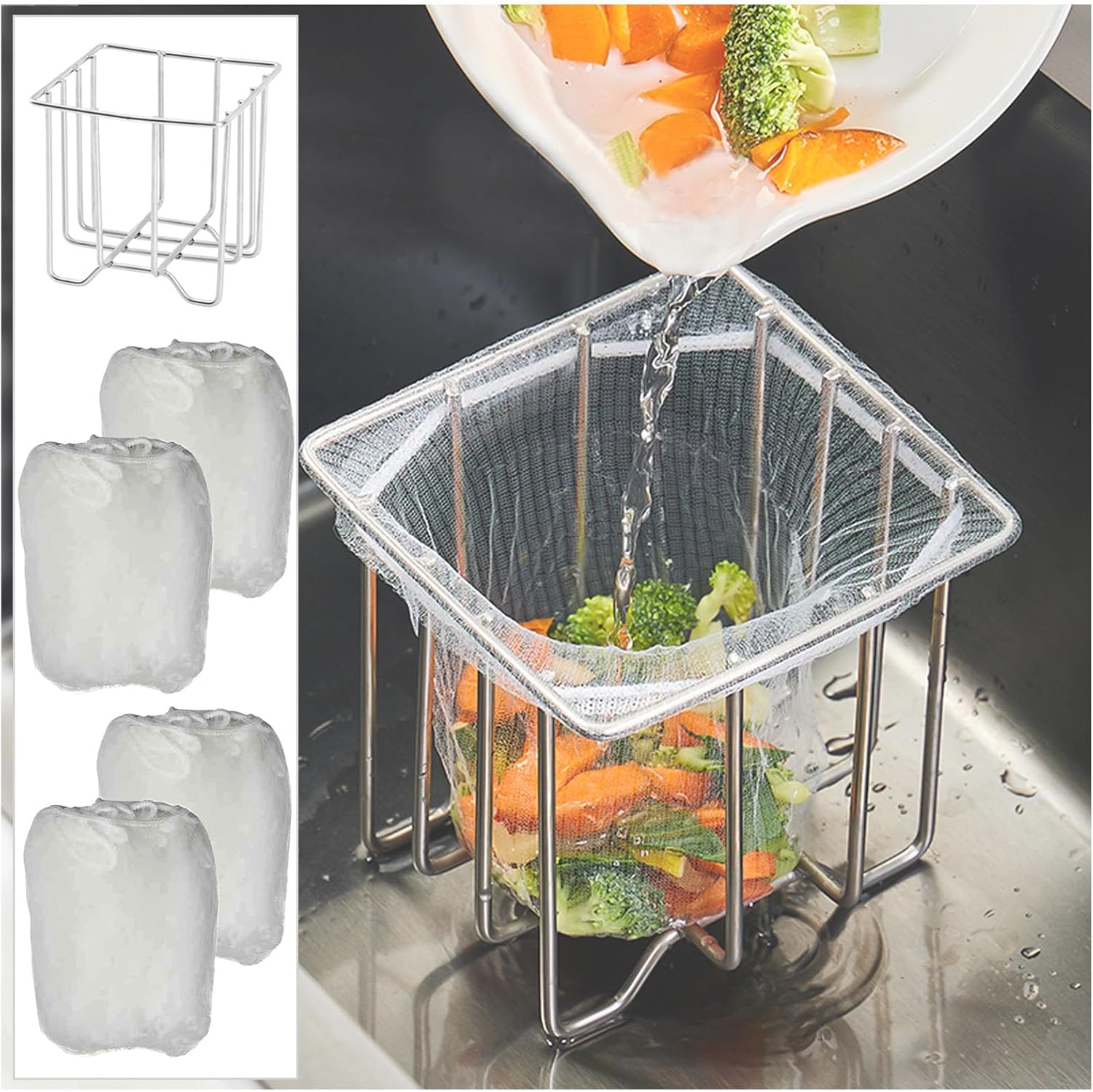 ONVIPSTOO Kitchen Sink Strainer with 200 Mesh Bags 1