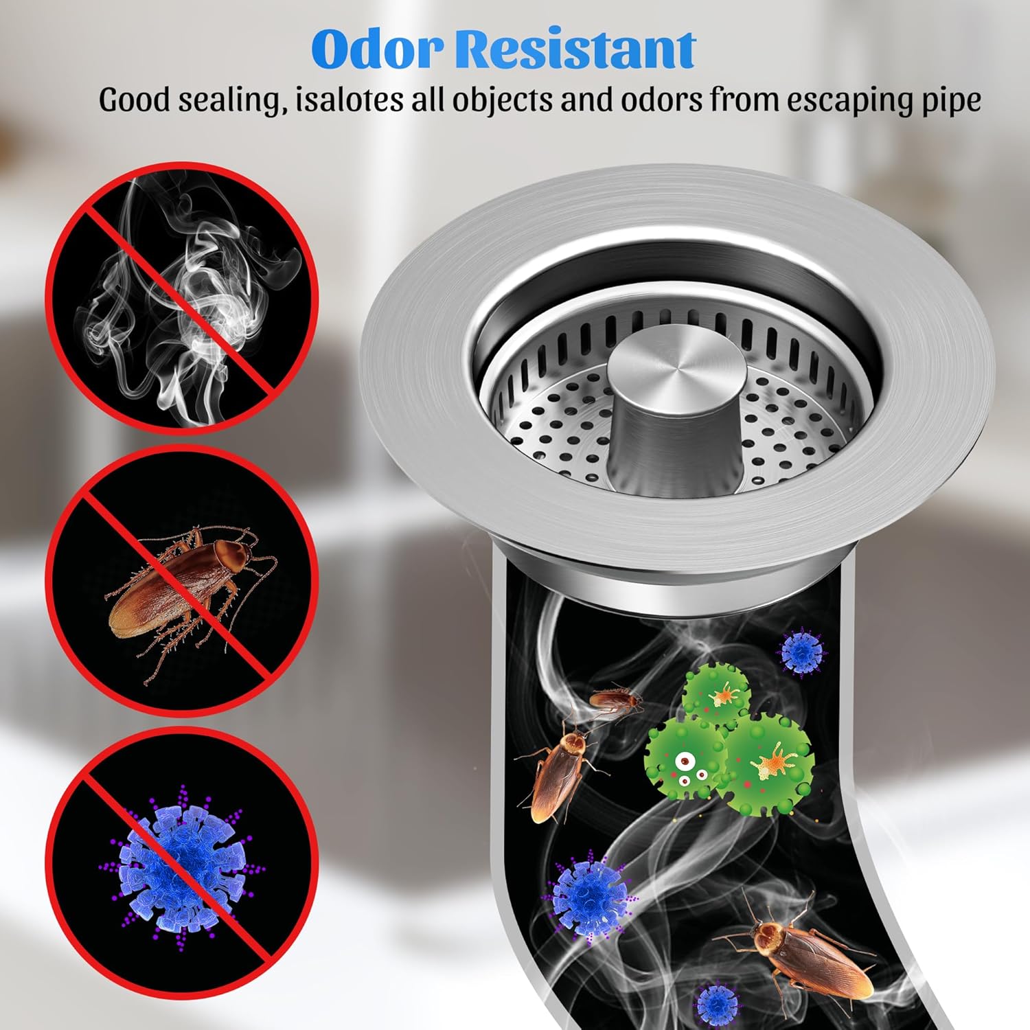 NinjaTiger 3-in-1 Sink Strainer Stopper 2-Pack