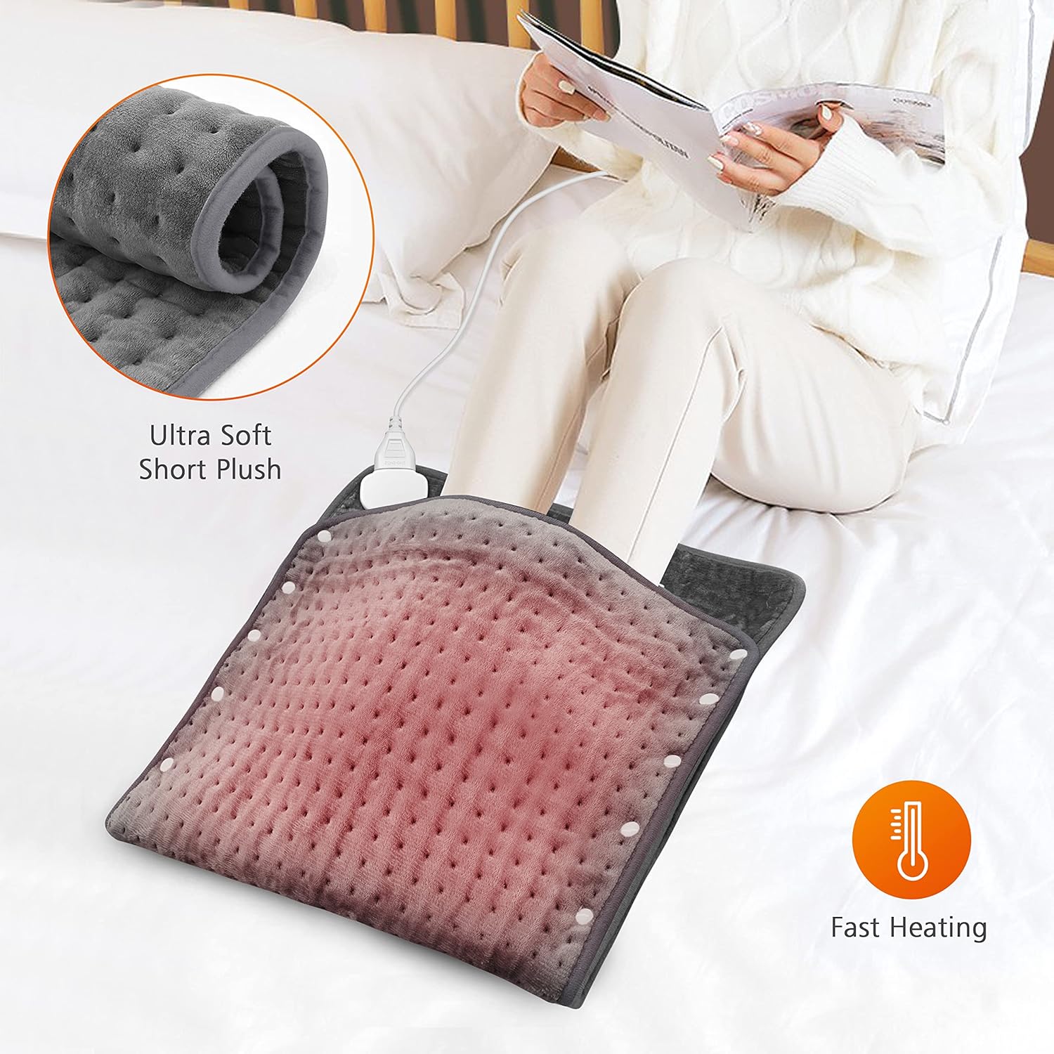 Snailax Heating Pad Foot Warmer with 6 Temperature Settings and Auto Shut Off