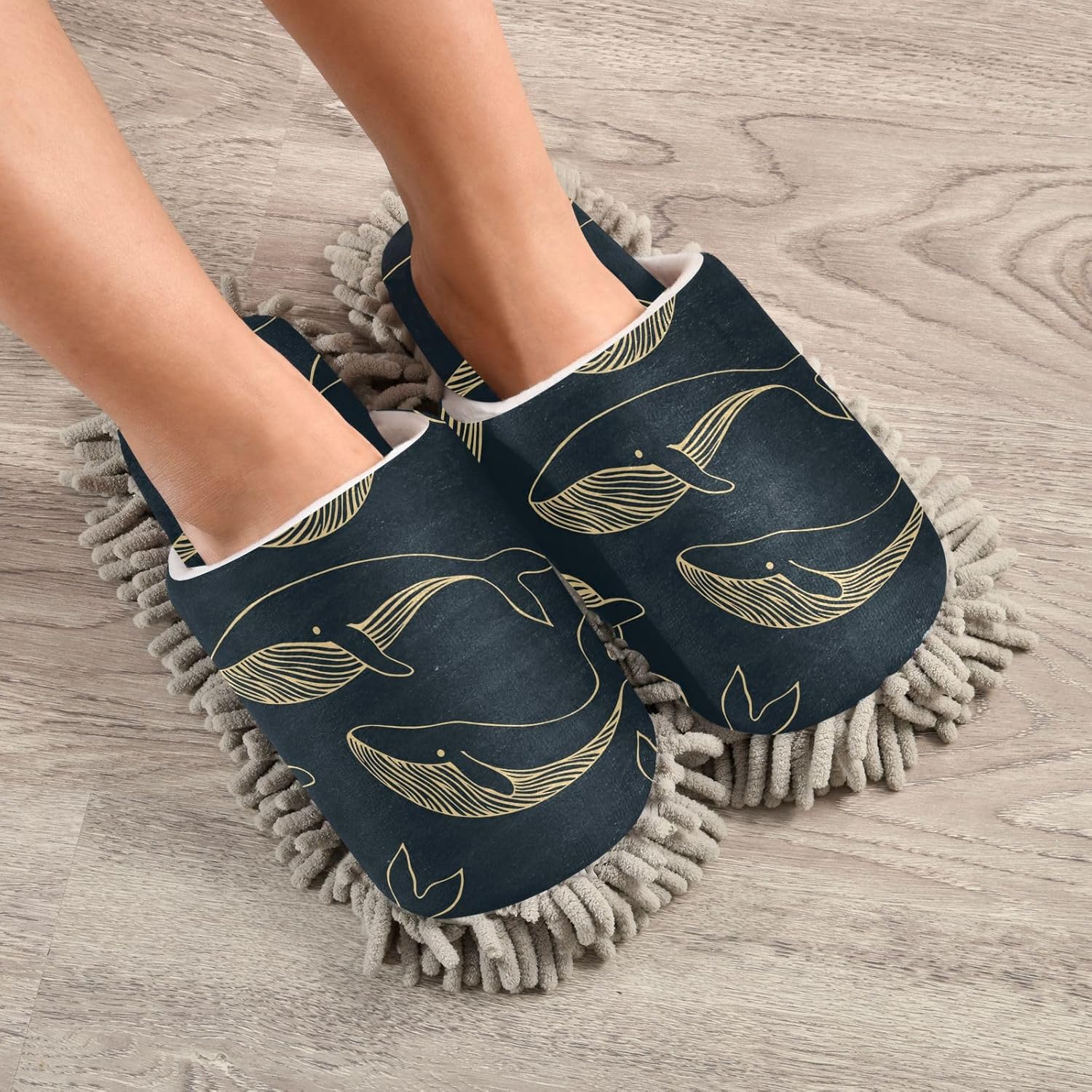 Sinestour Whale Mop Slippers for Floor Cleaning