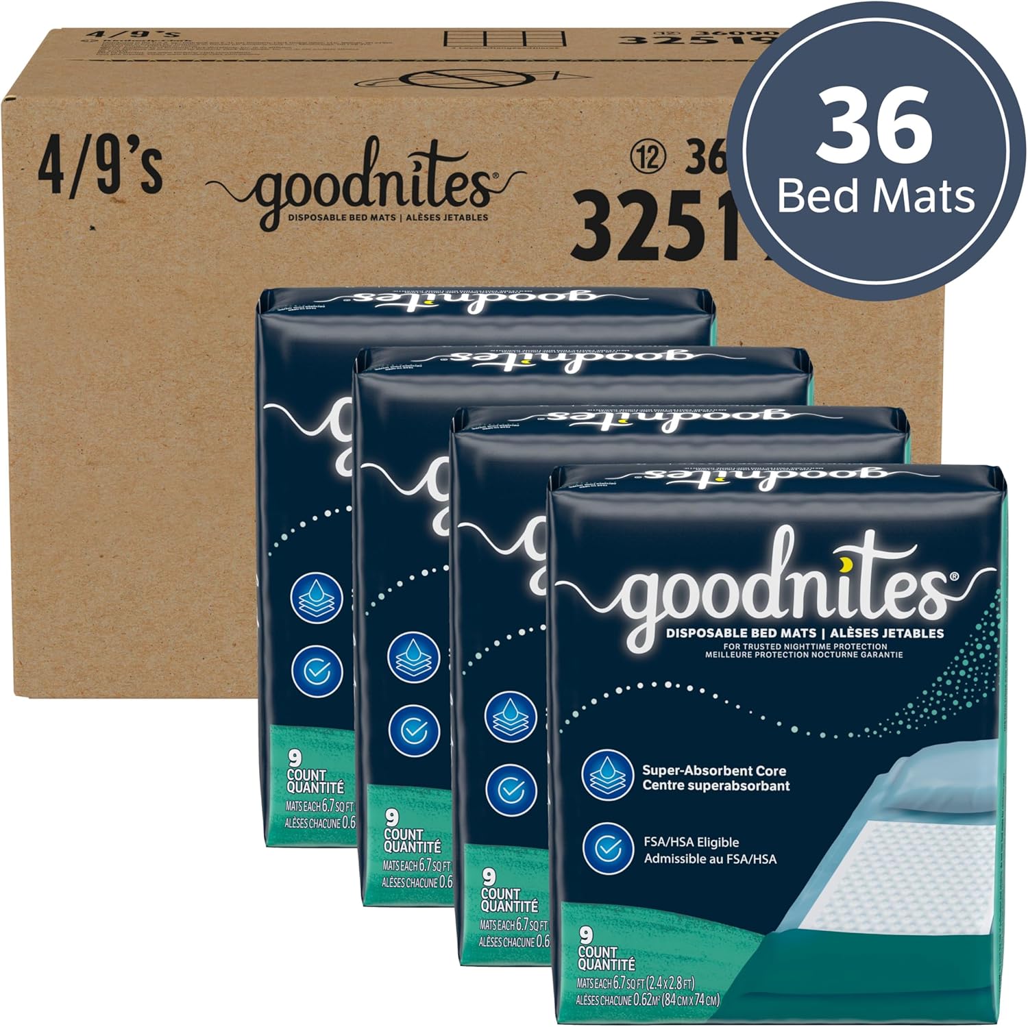 Goodnites Disposable Bed Pads 24 x 28 ft 36 Ct