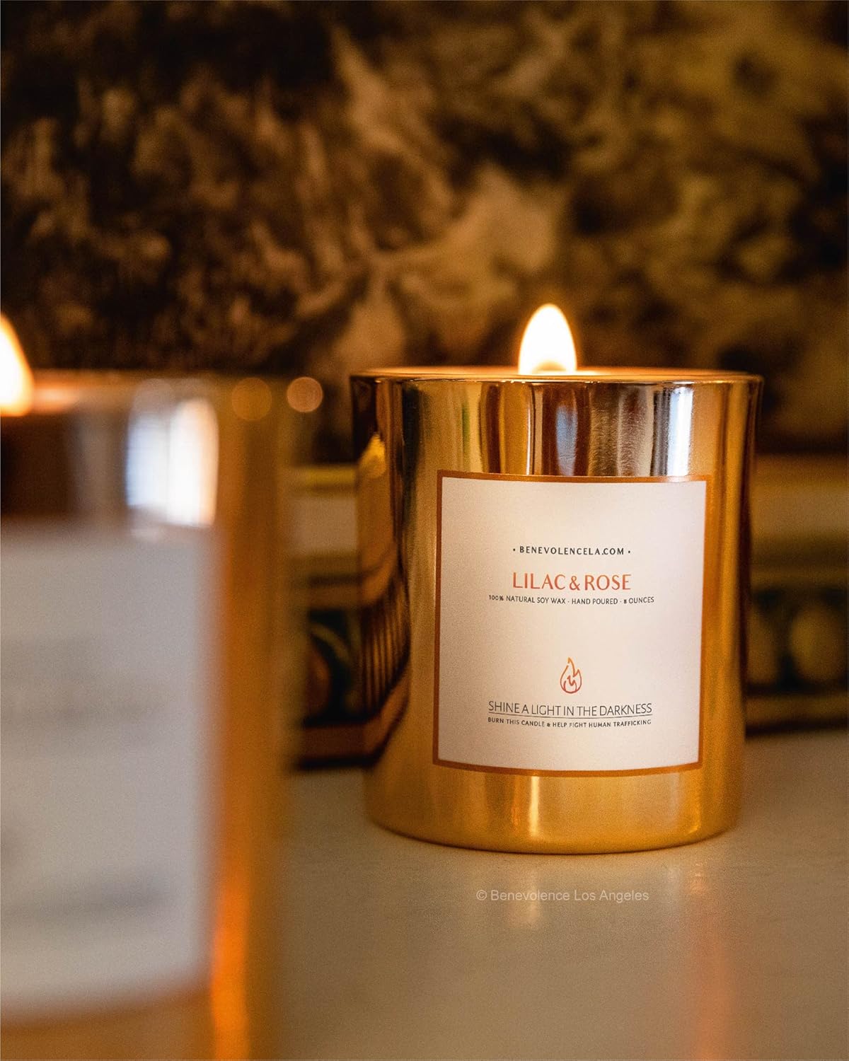 Benevolence LA Lilac Rose Soy Candle with Wood Wick