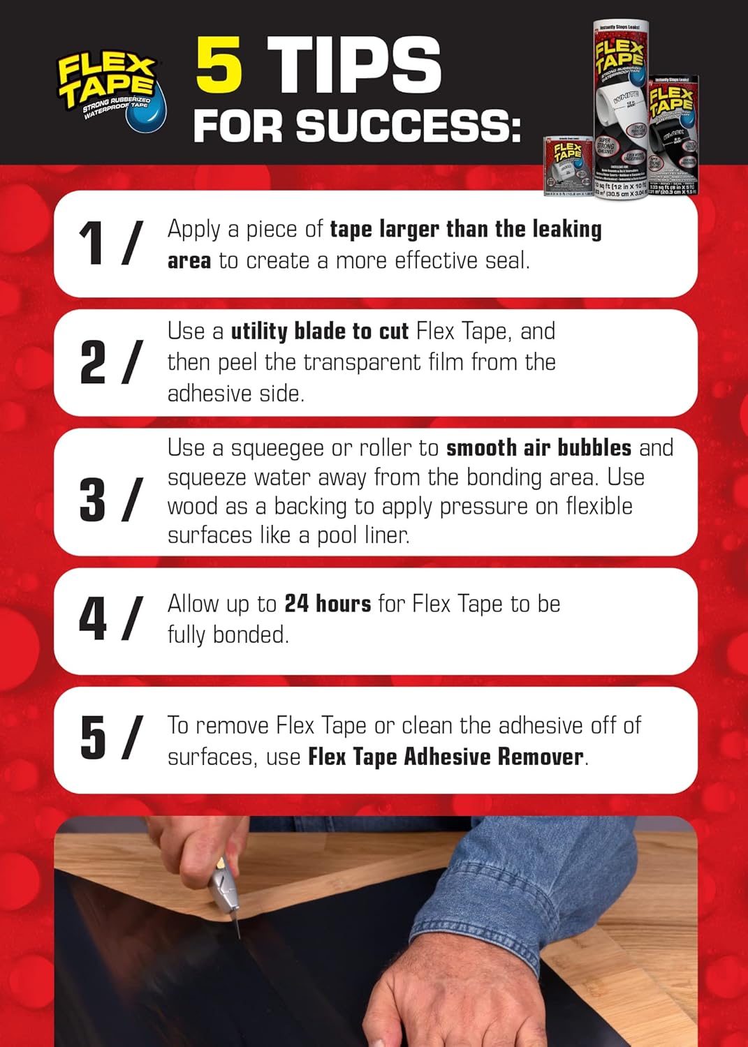 Flex Tape 8 in x 5 ft 2-Pack Black Waterproof Tape