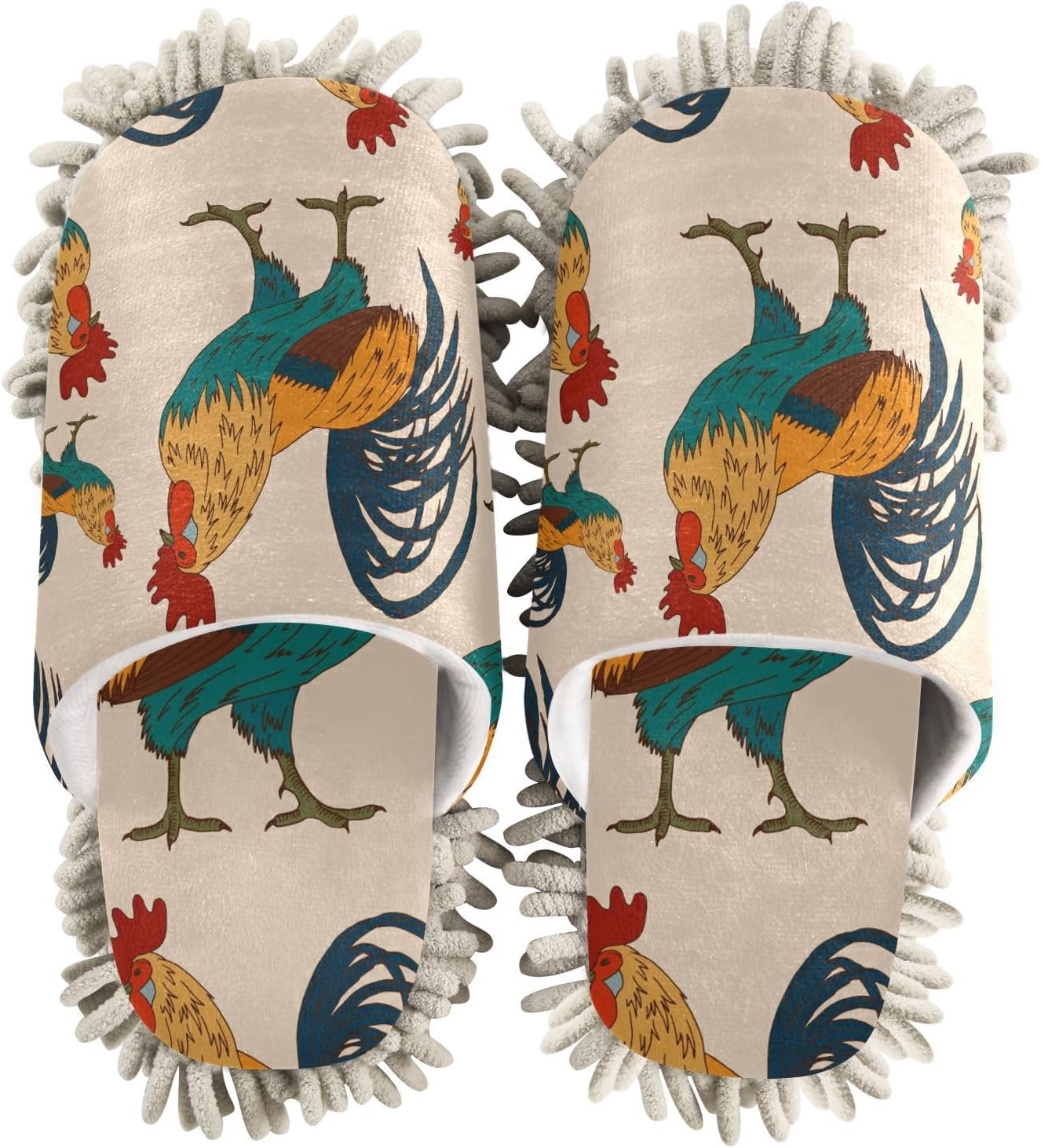 Sinestour Roosters Mop Slippers for Floor Cleaning
