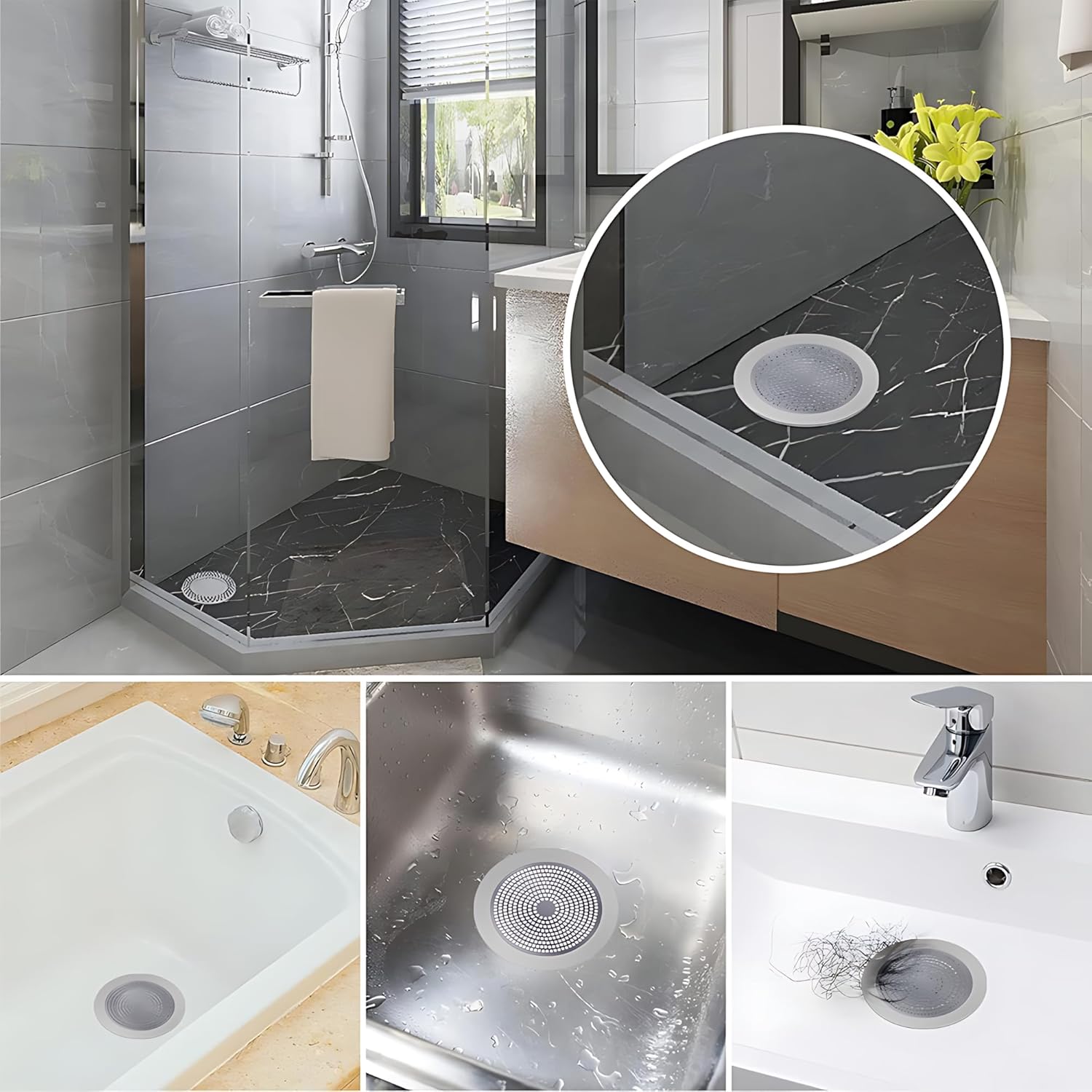 HymoConn Round Shower Hair Catcher 55 inch