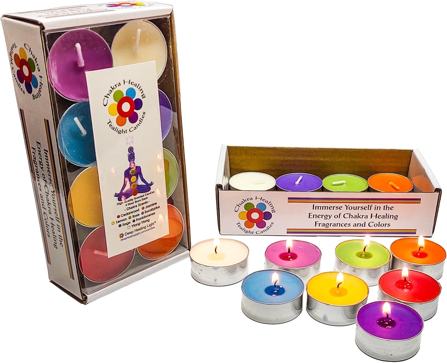 Chakra Colored Scented Tealight Candles 16 Pcs