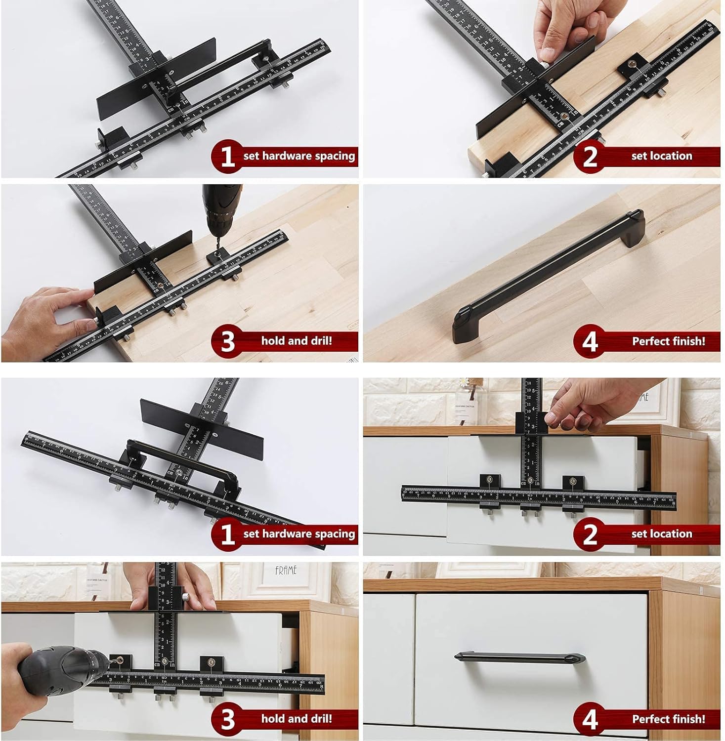 SUNCONY Cabinet Hardware Jig Tool All Aluminum Alloy Adjustable