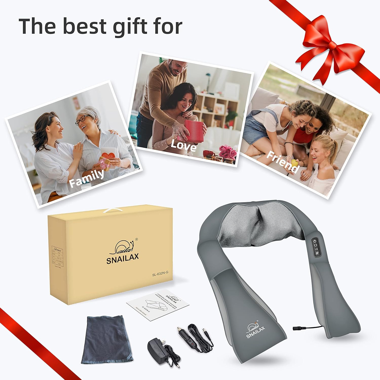 Snailax Shiatsu Neck Massager with Heat and Deep Kneading