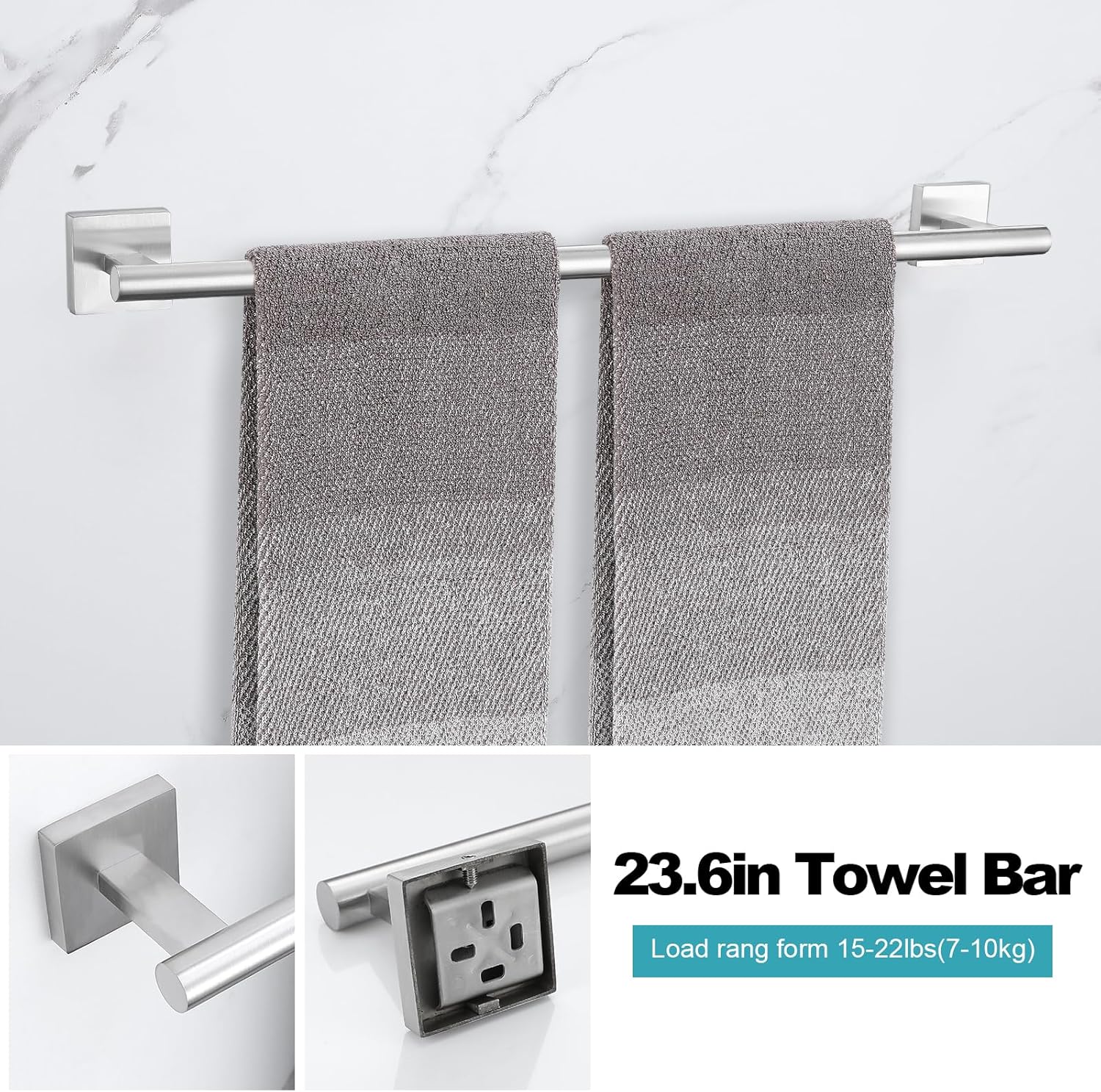 Brushed Nickel Towel Bar Set 5 Piece Bathroom Hardware
