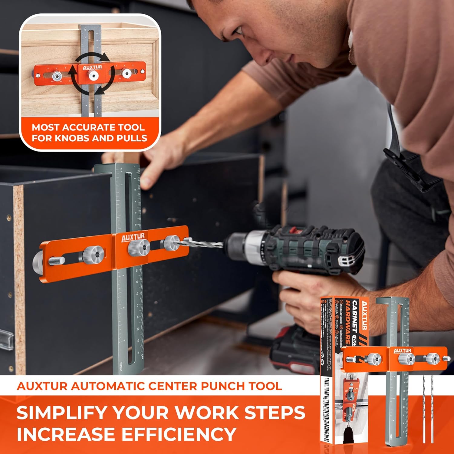 AUXTUR Cabinet Handle Jig with 2 Shims and Alignment Holes