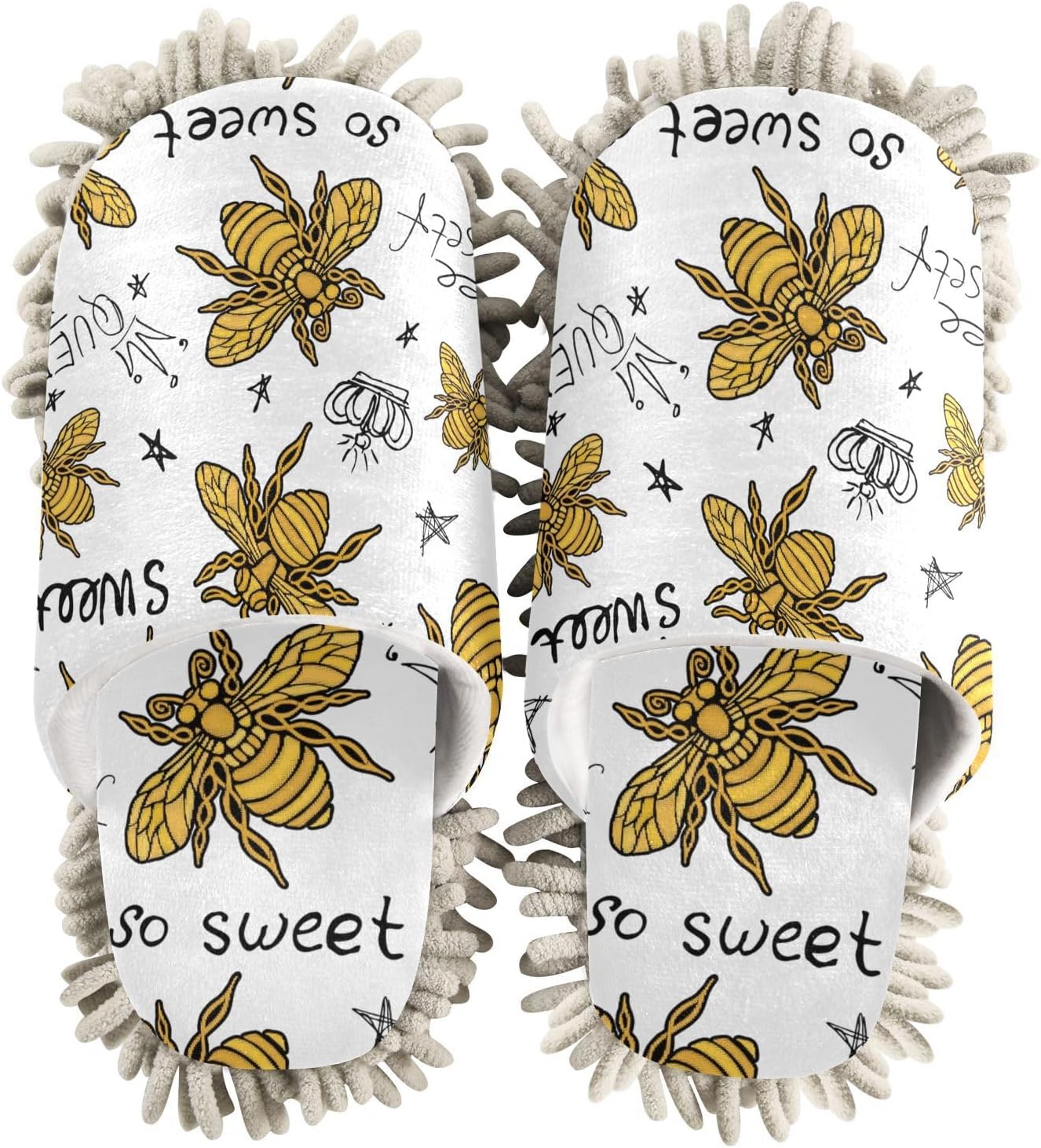 Sinestour Golden Bee Mop Slippers for Floor Cleaning