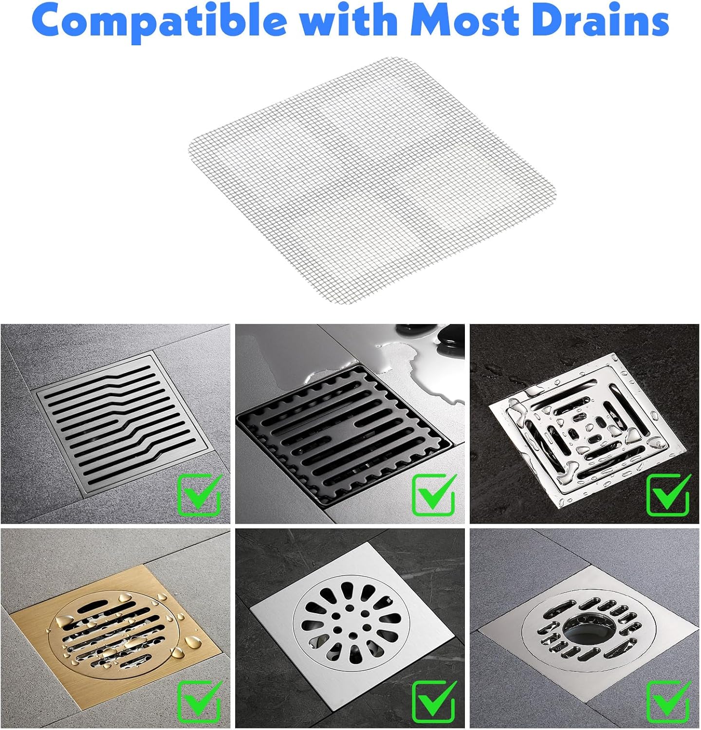 50 Pcs 4x4 Inch Disposable Hair Catcher Mesh Stickers for Bathroom Drains