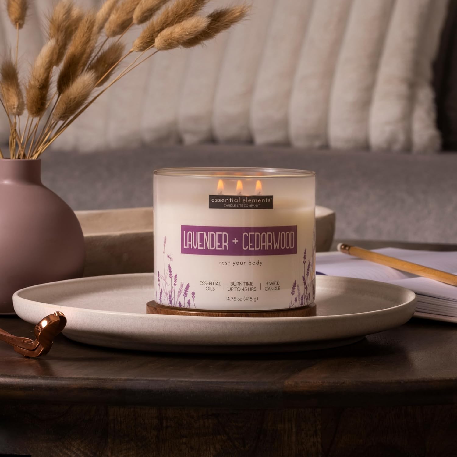Essential Elements Scented Jar Candle Lavender Cedarwood 1475 oz