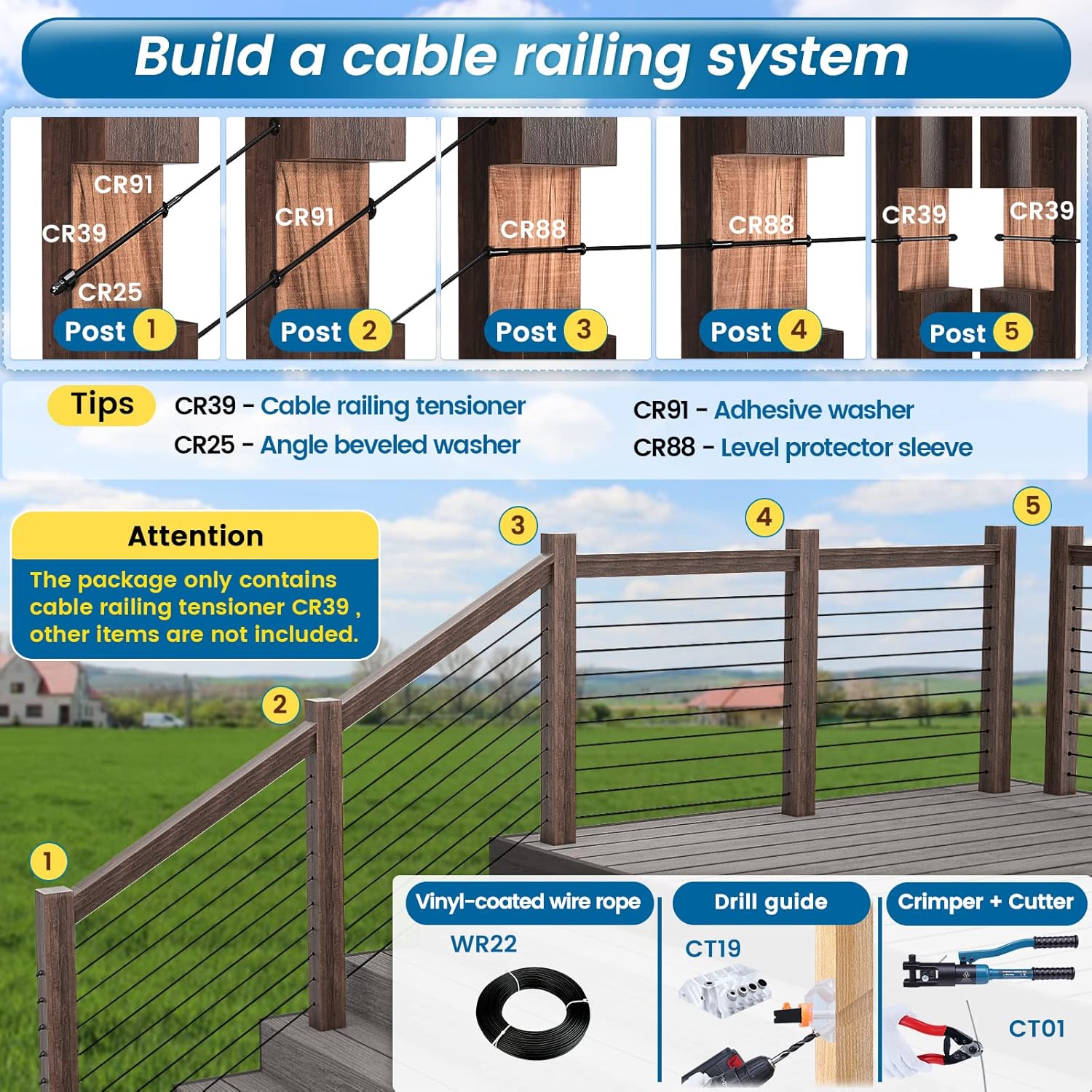 Muzata 20 Pack Cable Railing Tensioner Kit CR316