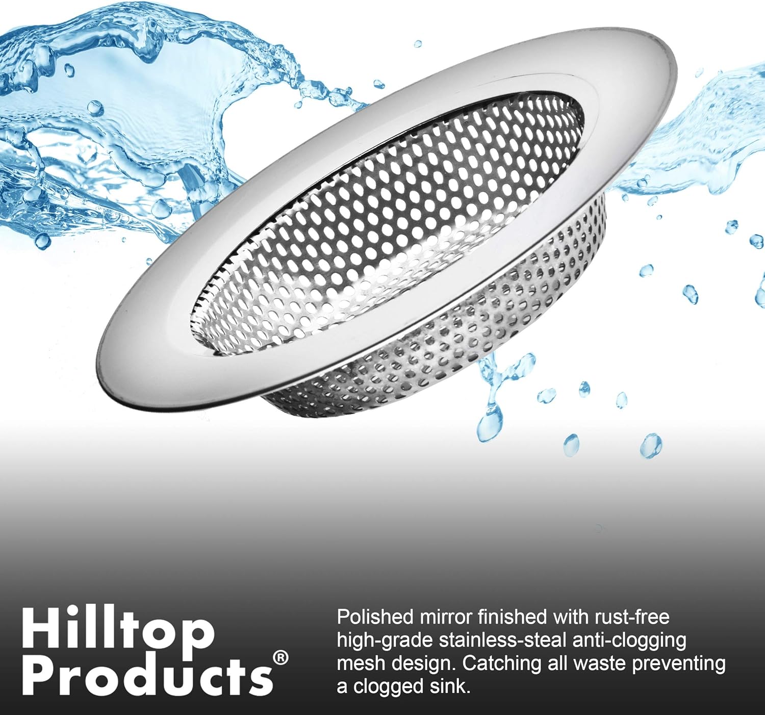 2PCS Hilltop Kitchen Sink Drainer Set - 3-12 Inch Drain Strainer Stopper