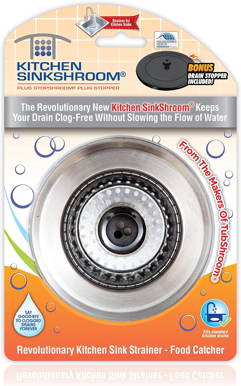 SinkShroom Clog-Free Sink Strainer Basket with Stopper 1