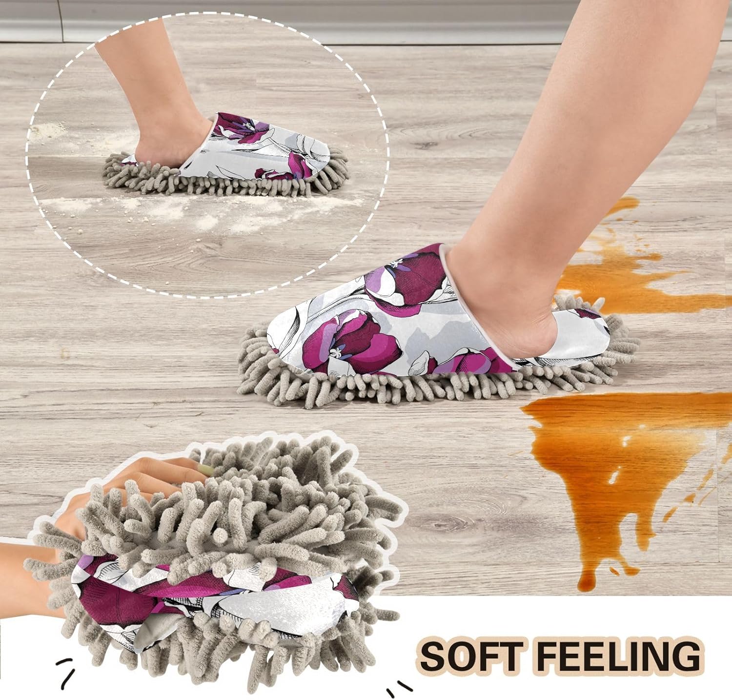 Sinestour Tulips Mop Slippers for Floor Cleaning