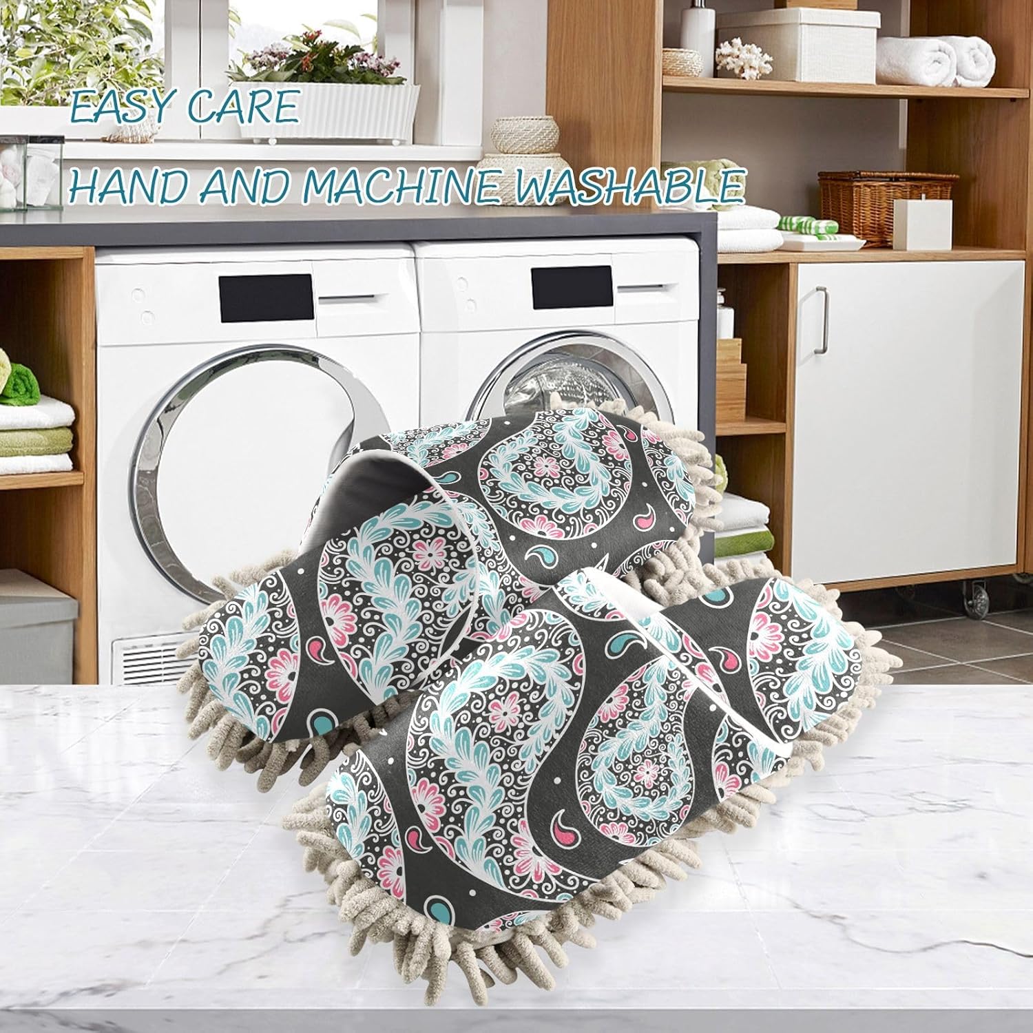 Kigai Microfiber Slippers with Paisley Pattern - Size L