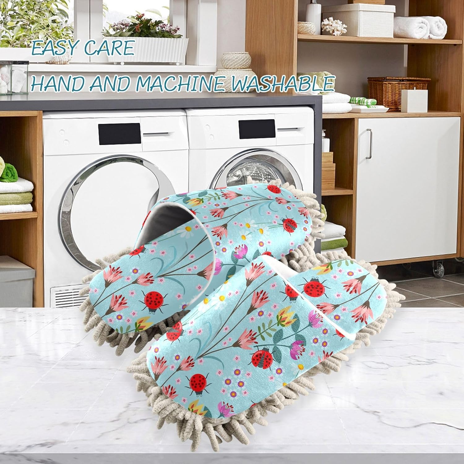 Sinestour Ladybird Mop Slippers for Floor Cleaning 1