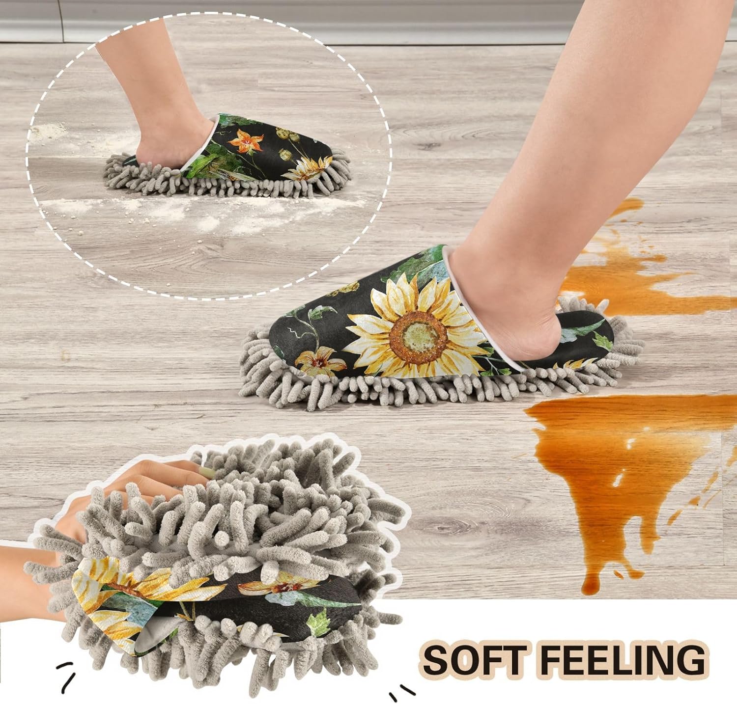 Sinestour Mop Slippers with Microfiber Pads for Women Men