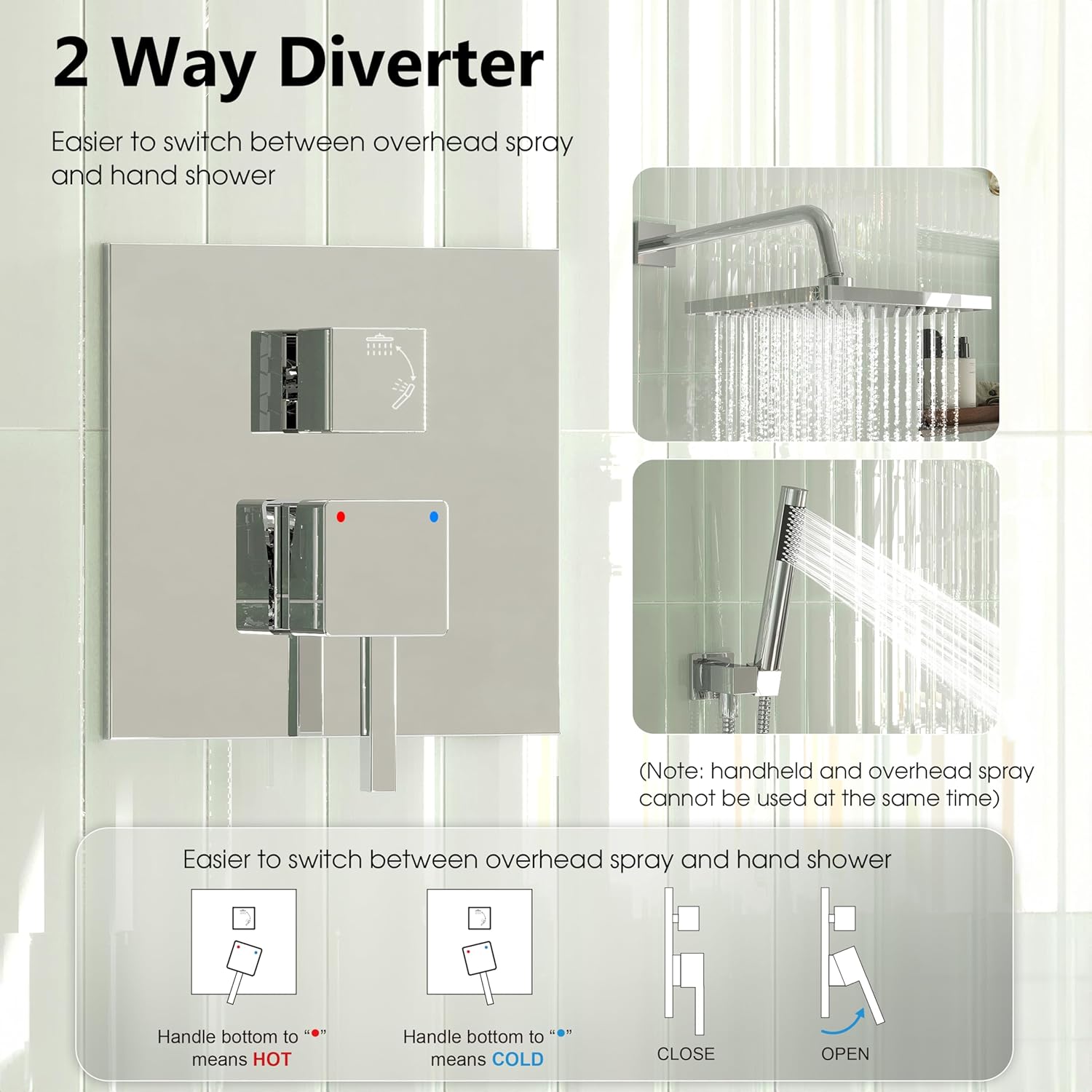 Esnbia Chrome Rain Shower System with 10-Inch Head