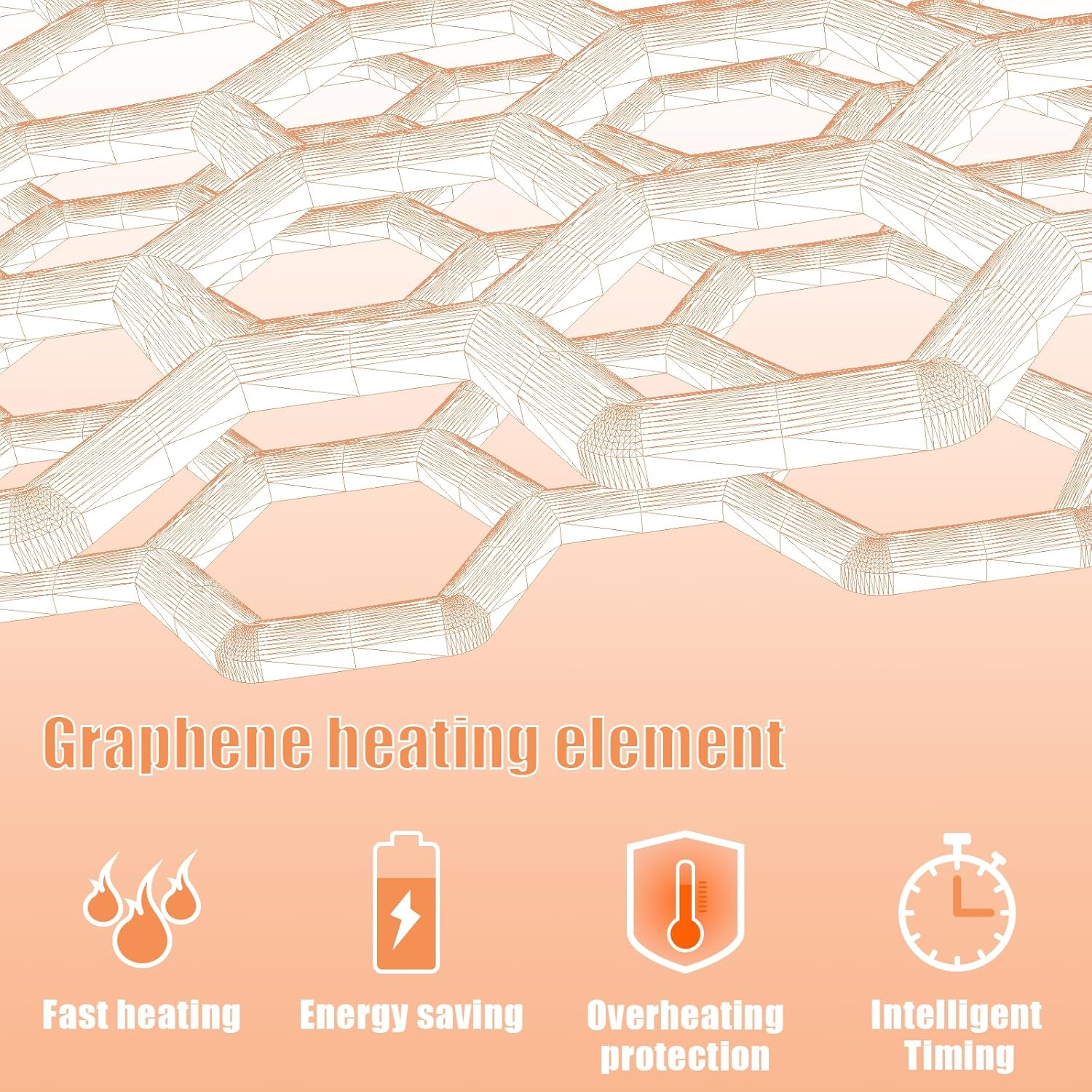 Graphene Heated Mattress Pad Queen Size 3s Rapid Heat