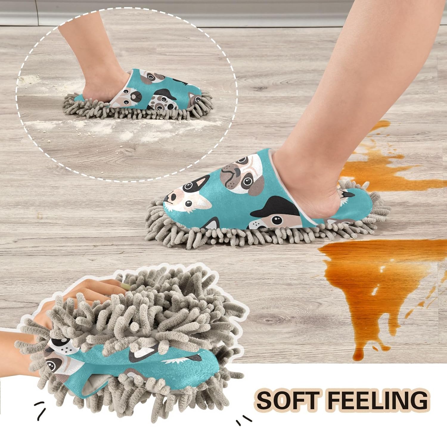 Sinestour Mop Slippers for Floor Cleaning - Unisex Microfiber Dusting Slippers