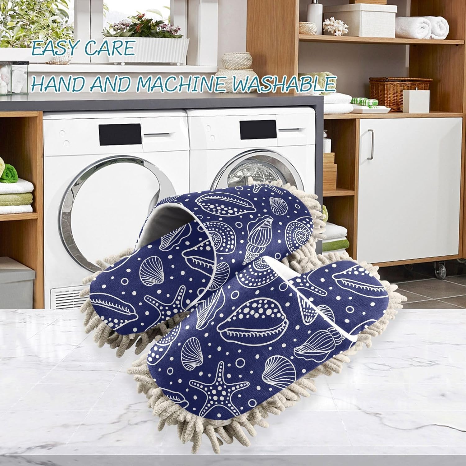 Kigai Microfiber Slippers Ocean Pattern Blue