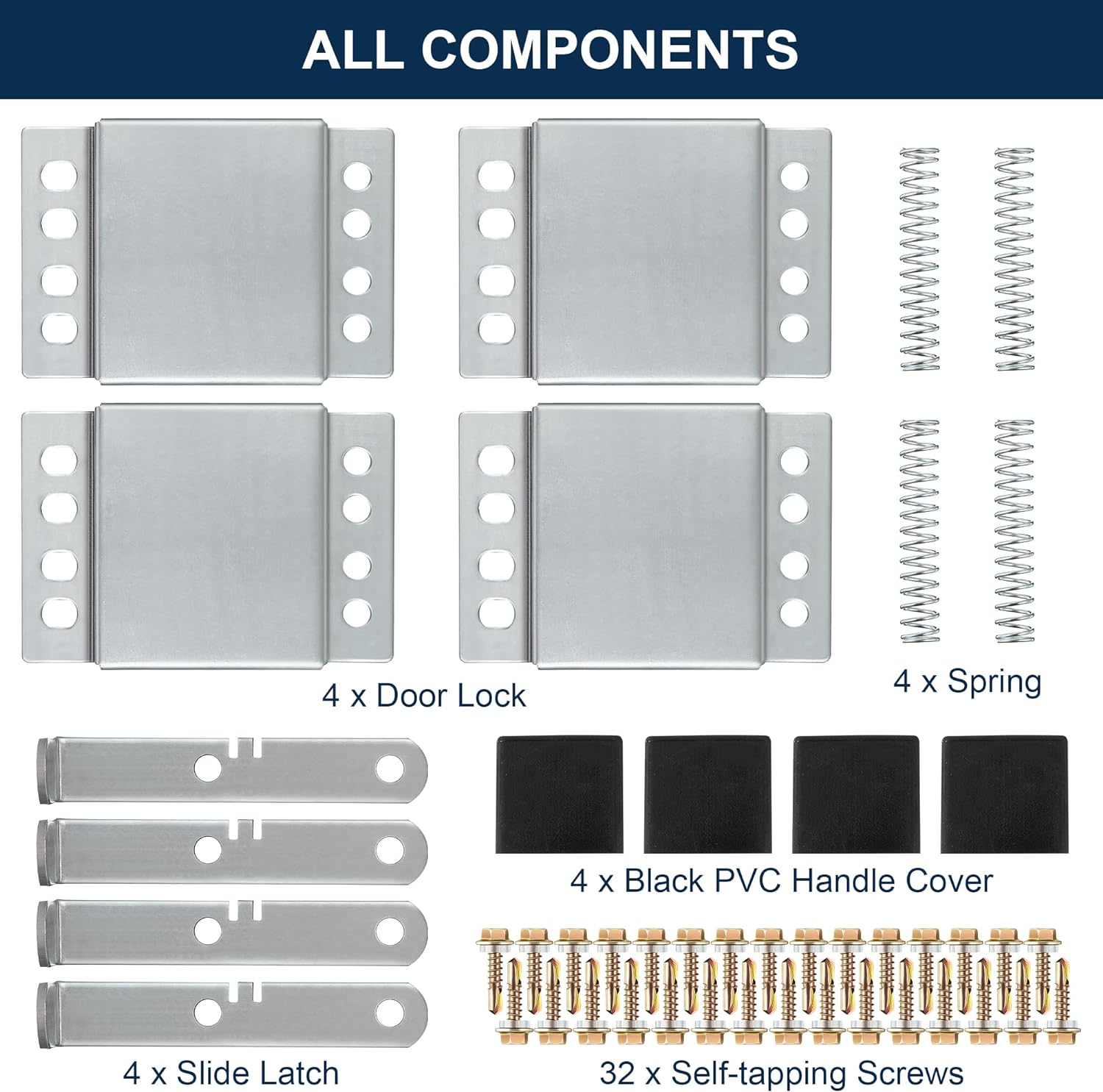 4 Pack Garage Door Side Lock with Black PVC Handle