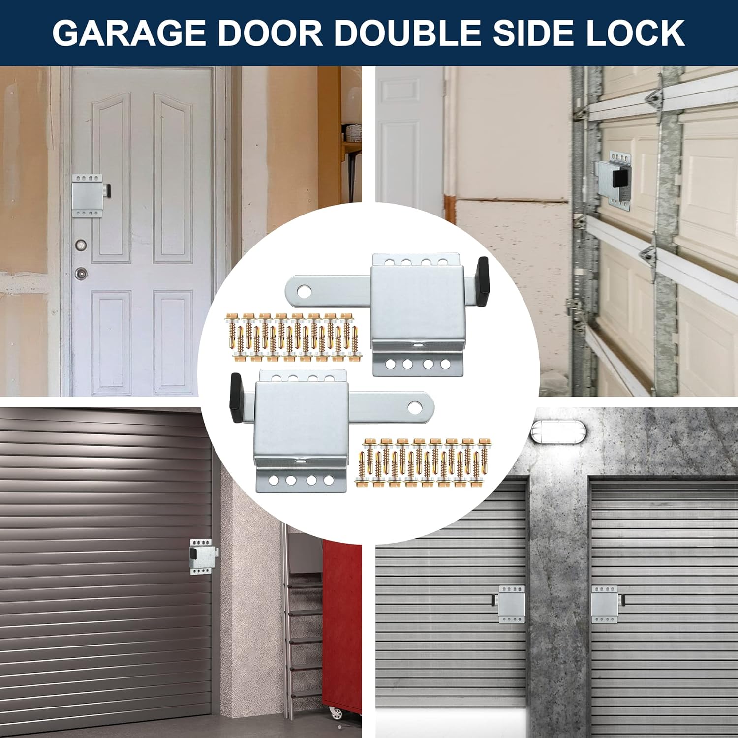 4 Pack Garage Door Side Lock with Black PVC Handle