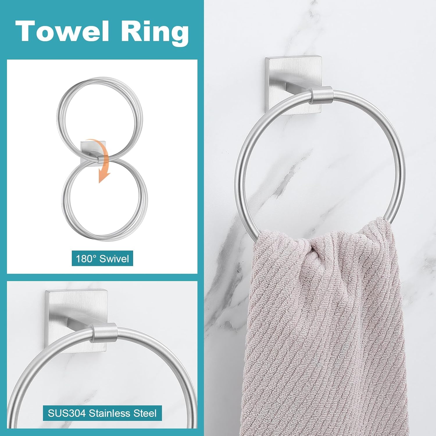 Brushed Nickel Towel Bar Set 5 Piece Bathroom Hardware